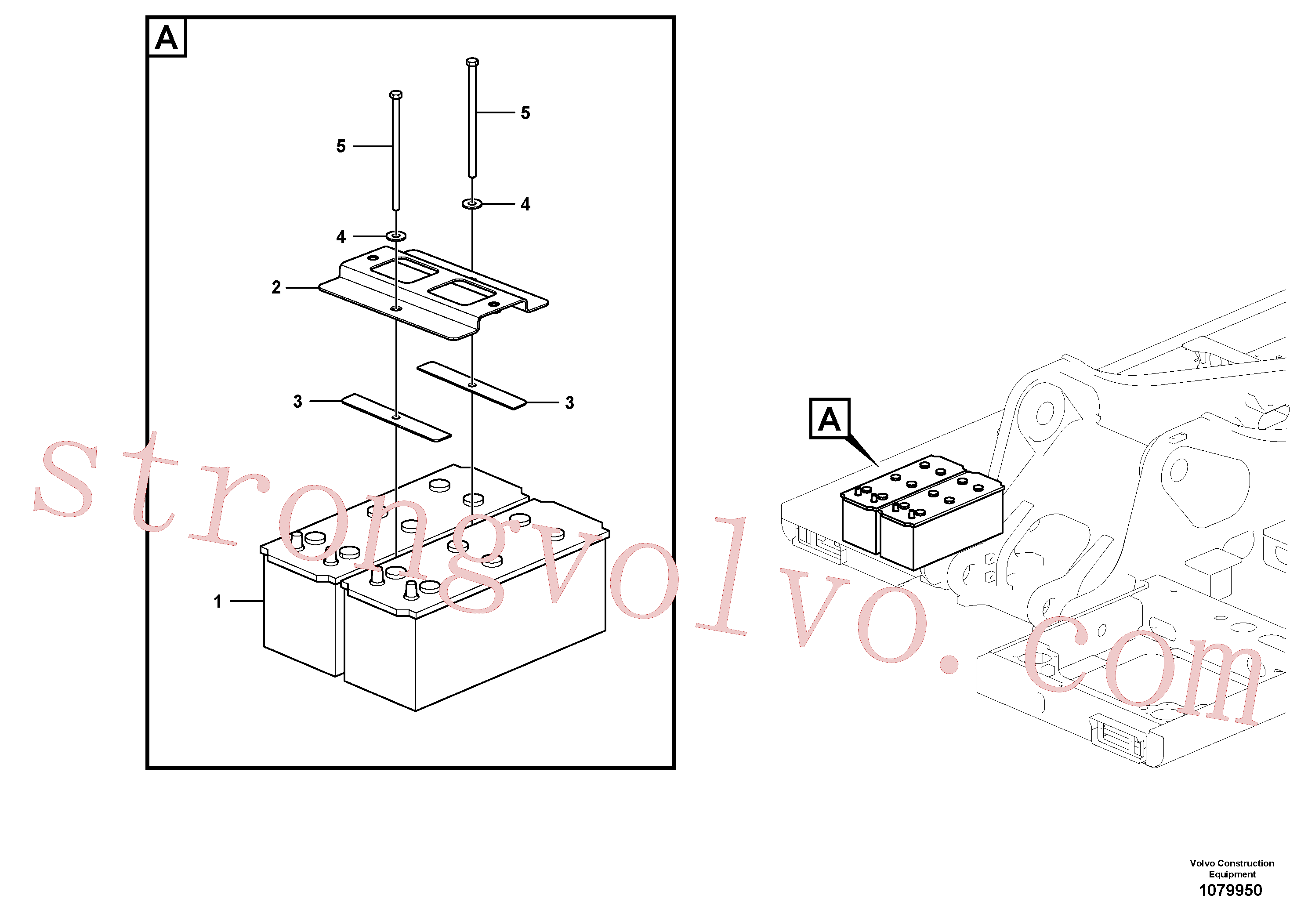 VOE60110295 Volvo Bateria com detalhes de montagem(1079950 Montagem)
