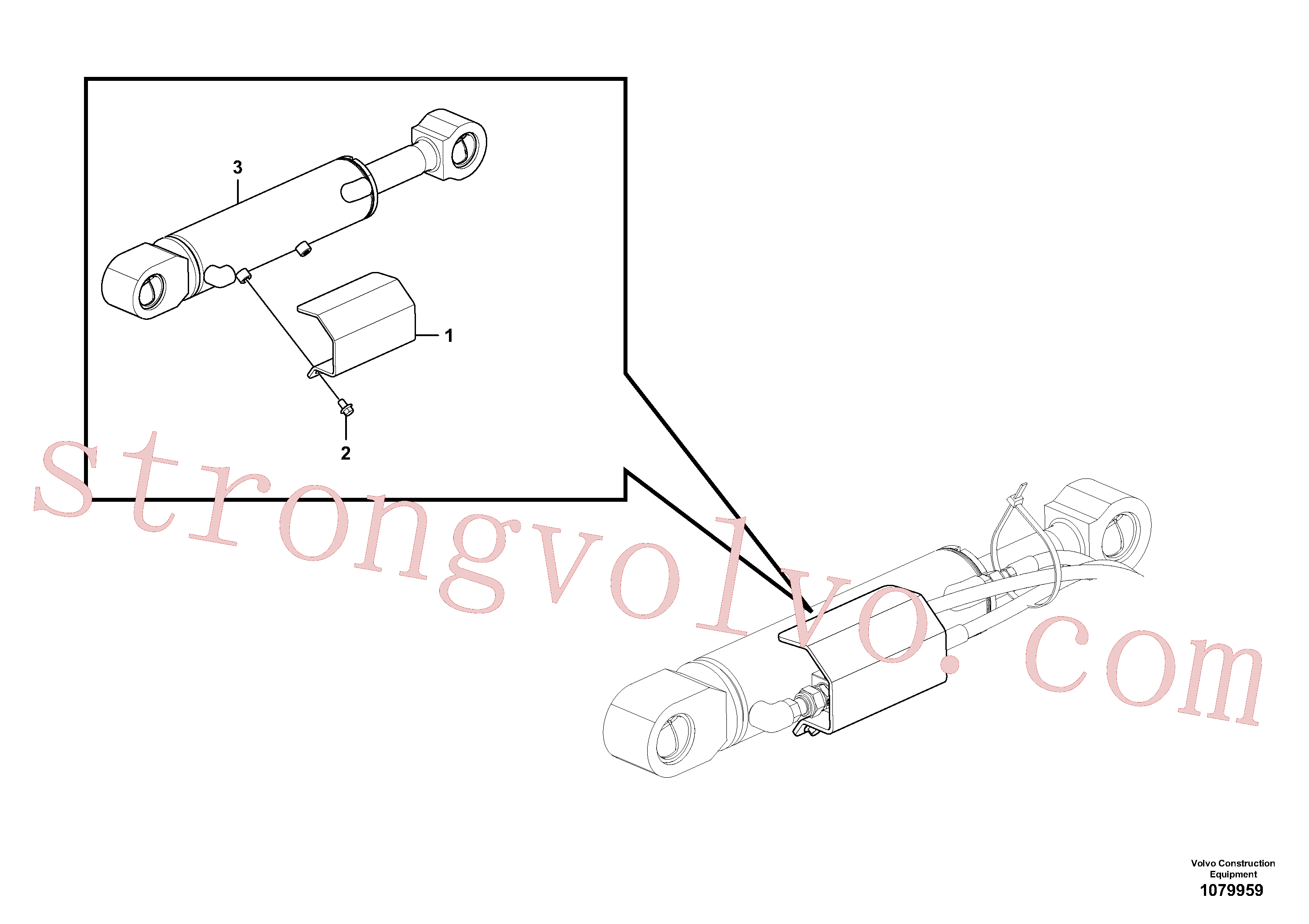 VOE15684654 Volvo Cilindro da lâmina niveladora(1079959 Montagem)