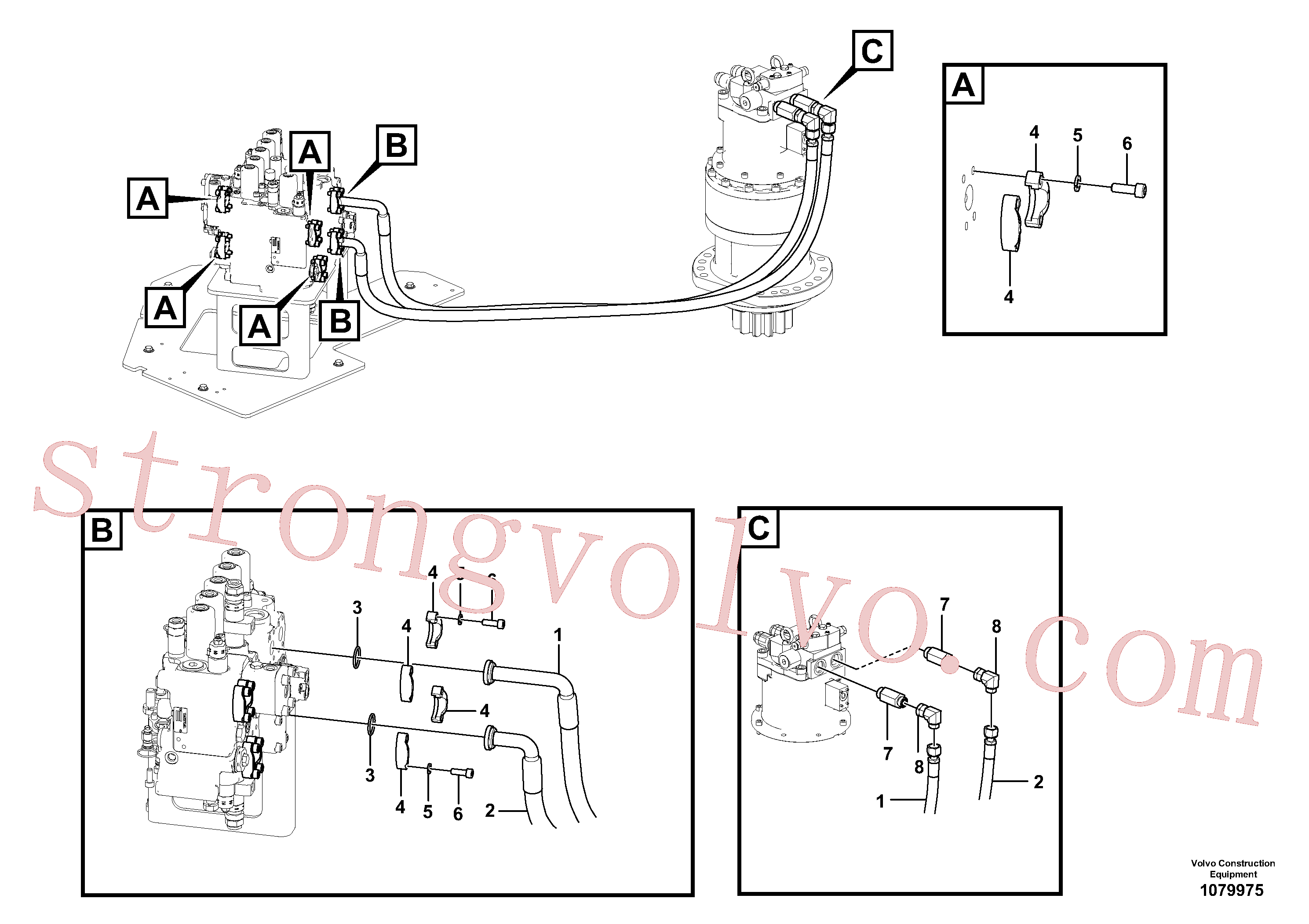 SA9425-51031 Volvo Sistema hidráulico, válvula de comando da lança e articulação(1079975 Montagem)