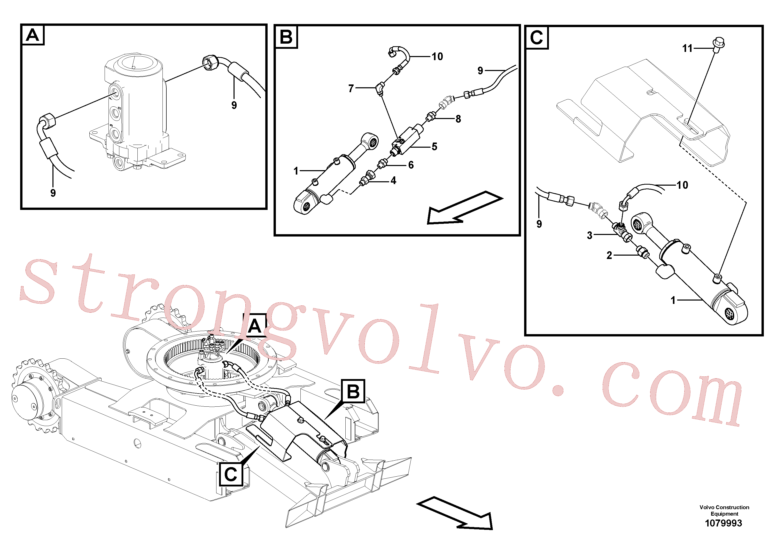 VOE13933913 Volvo Sistema hidráulico de trabalho, lâmina niveladora(1079993 Montagem)