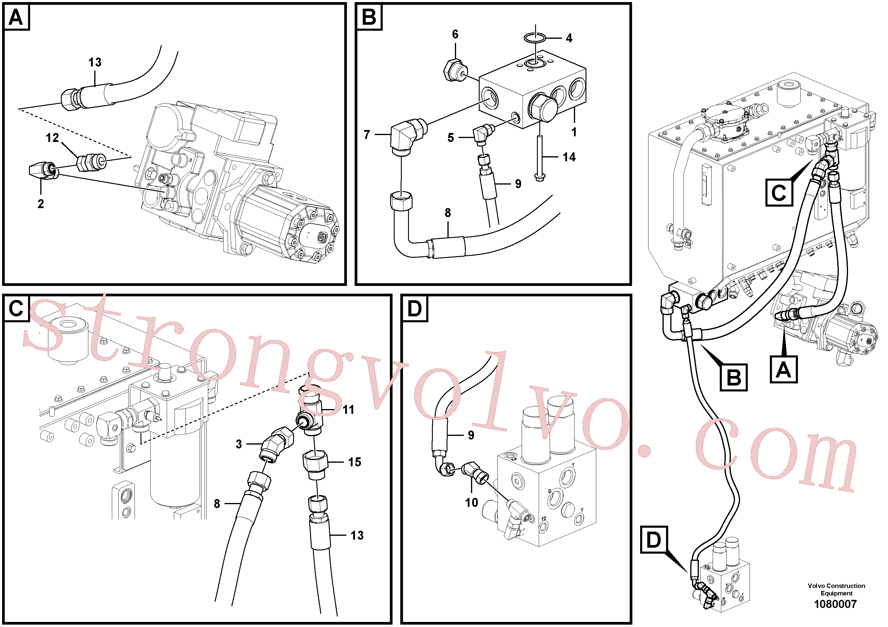 VOE15013286 Volvo Circuito hidráulico da válvula de derivação - tracção integral (awd)(1080007 Montagem)