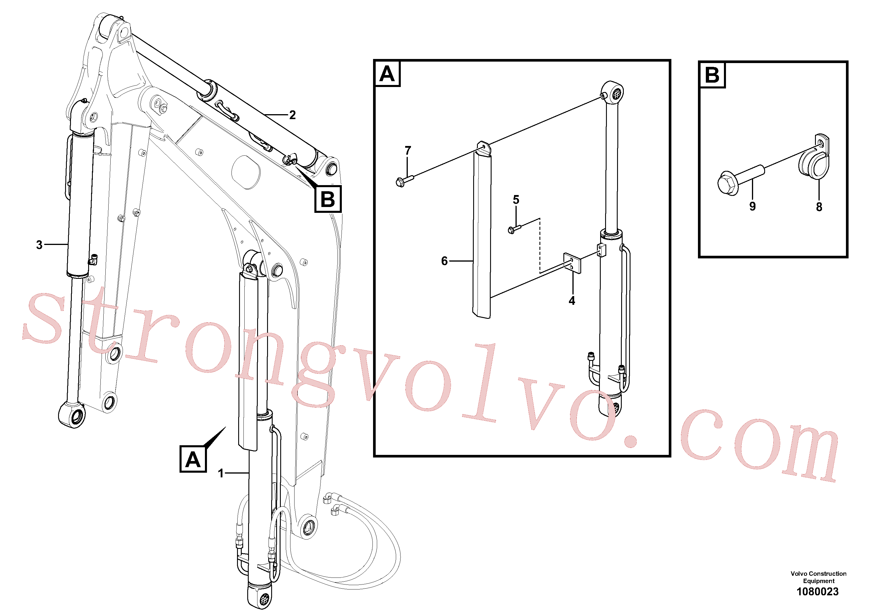 VOE15618735 Volvo Hidráulica de serviço, cilindro da lança(1080023 Montagem)