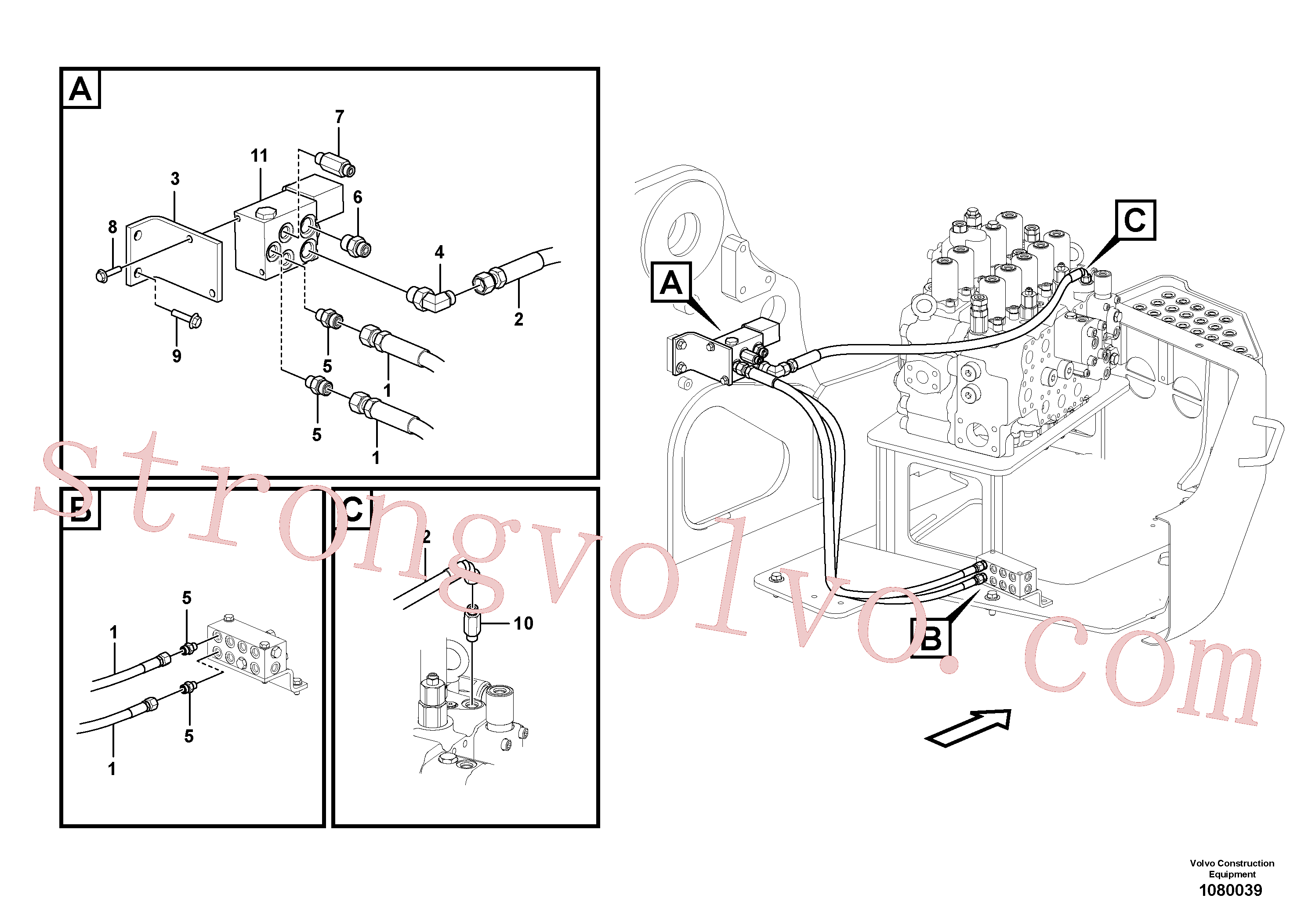 VOE14555859 Volvo Hidráulica de serviço, encaixe rápido na estrutura superior(1080039 Montagem)