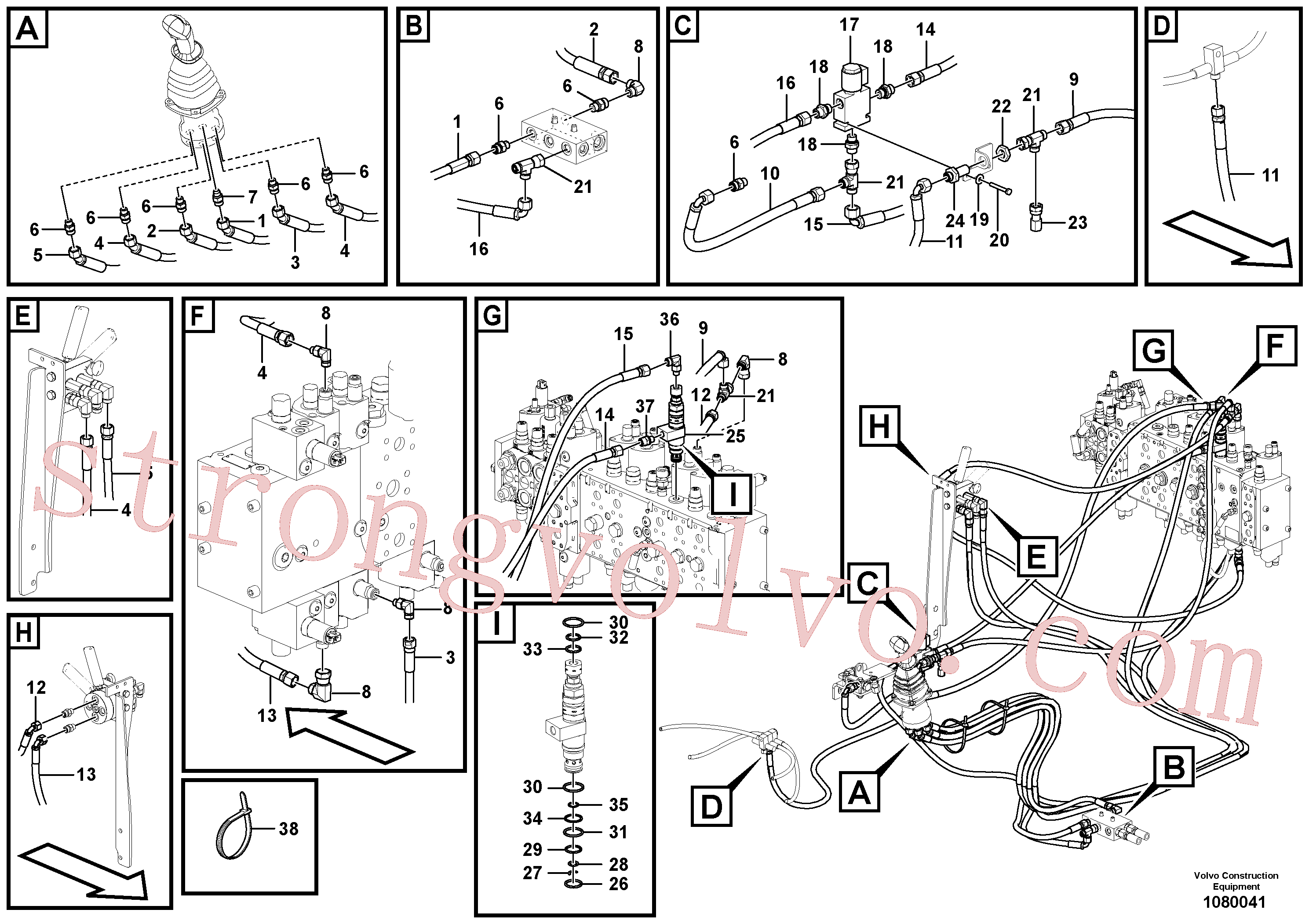 VOE15042409 Volvo Sistema servomotor, válvula de comando para válvula de comando à distância(1080041 Montagem)