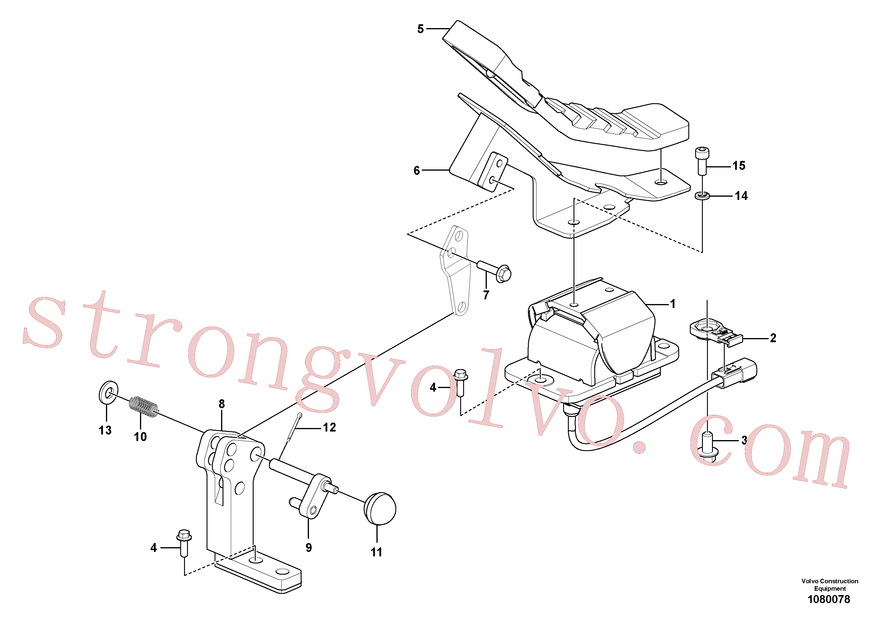 VOE14881067 Volvo Hidráulica de serviço, pedal da válvula de comando à distância para martelo e cortador(1080078 Montagem)