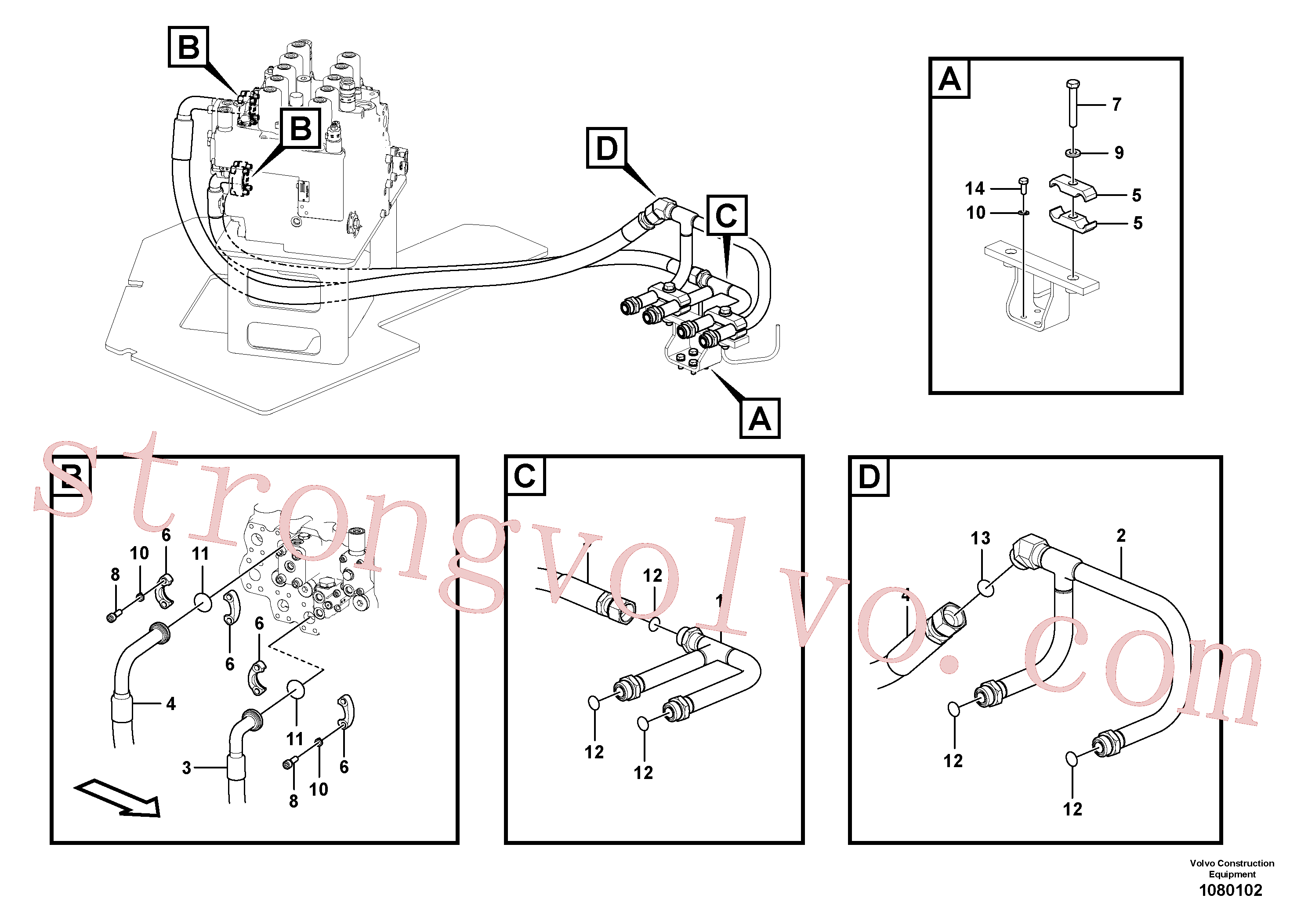 VOE14881208 Volvo Sistema hidráulico, válvula de comando da lança e articulação(1080102 Montagem)
