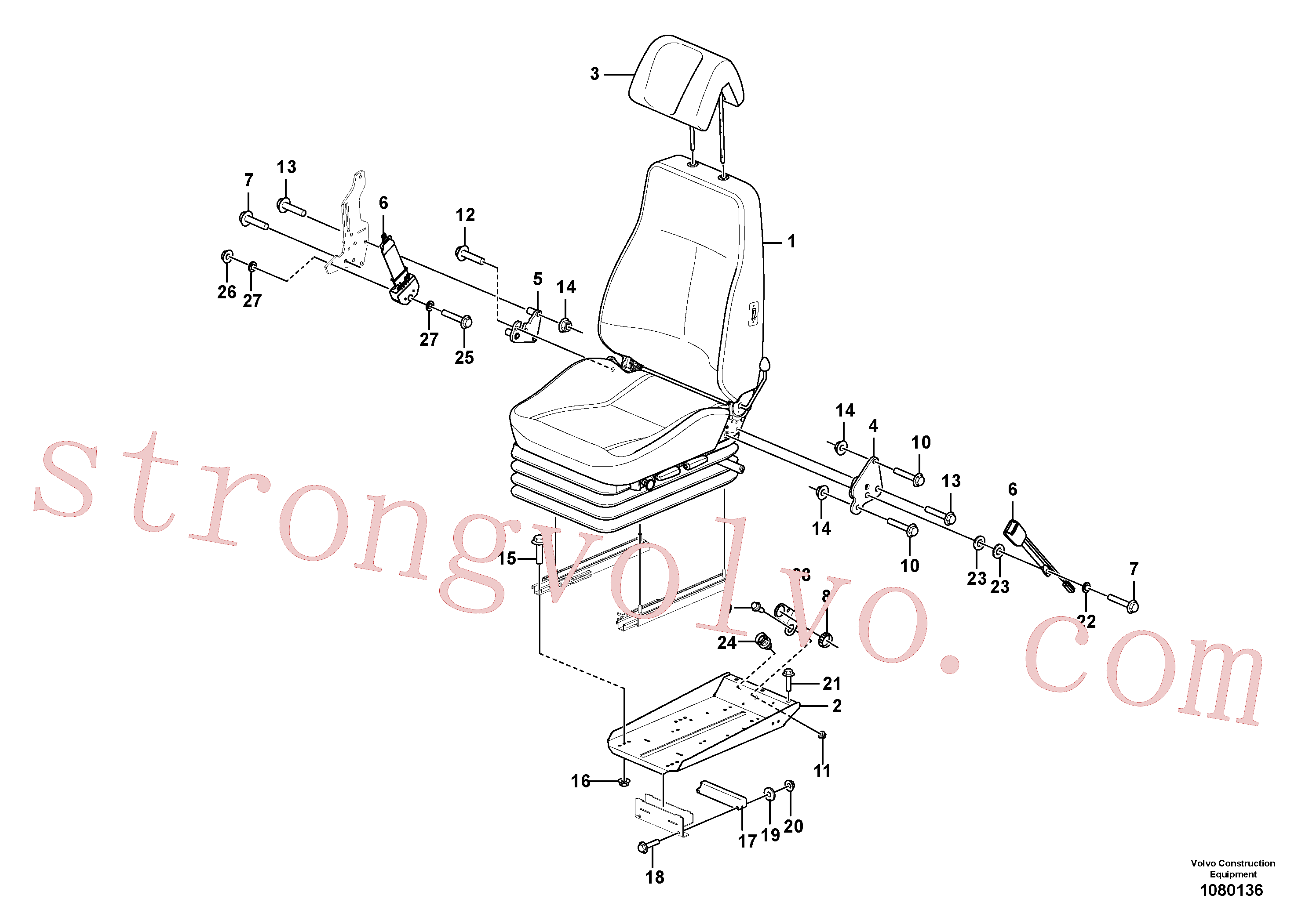 VOE992055 Volvo Banco do operador com acessórios(1080136 Montagem)