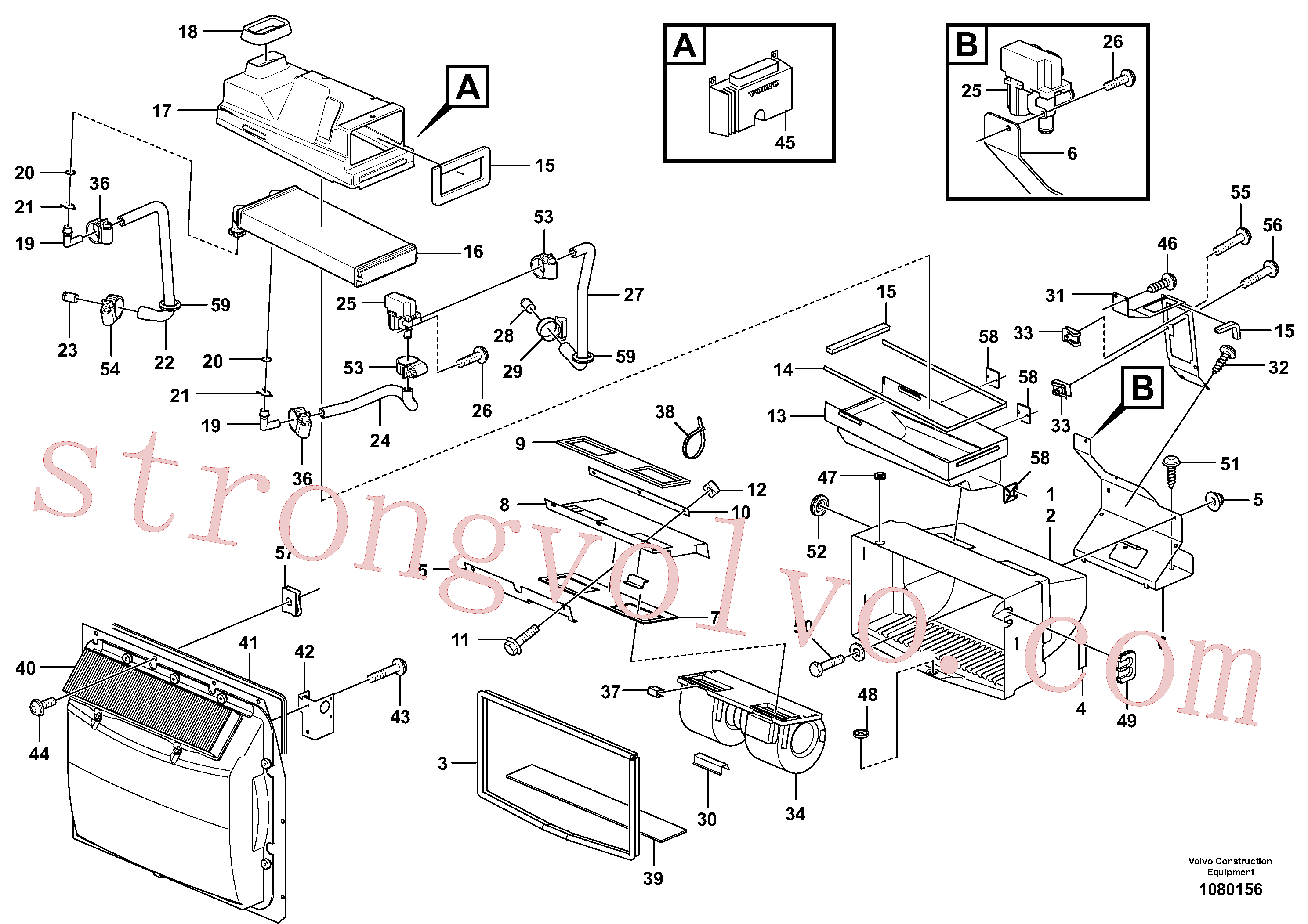 VOE6641090 Volvo Entrada de ar puro, filtro de ar e caixa do ventilador.(1080156 Montagem)