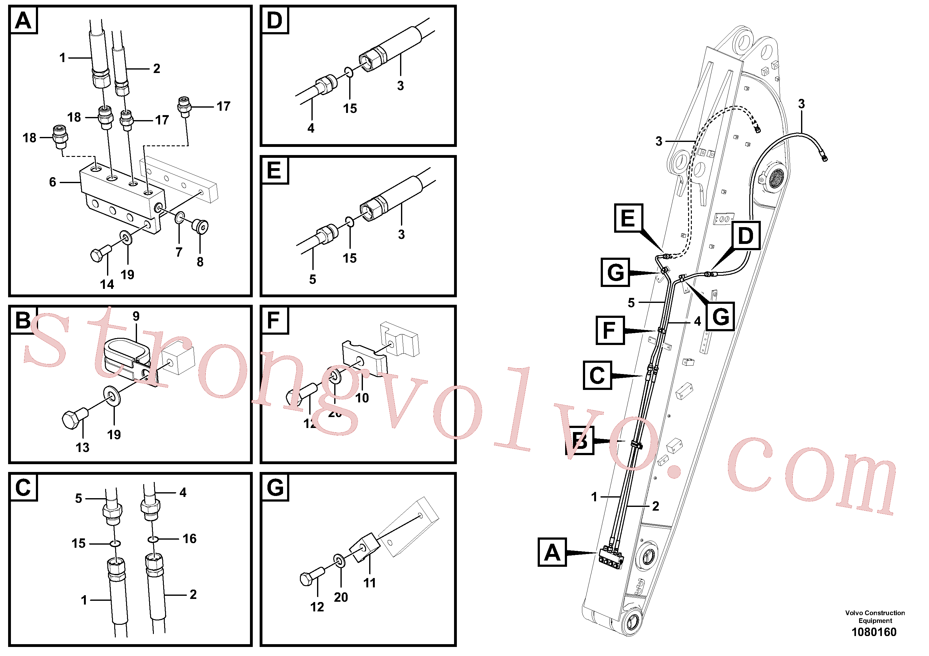 VOE14881239 Volvo Hidráulica de serviço, encaixe rápido no braço de afundamento(1080160 Montagem)