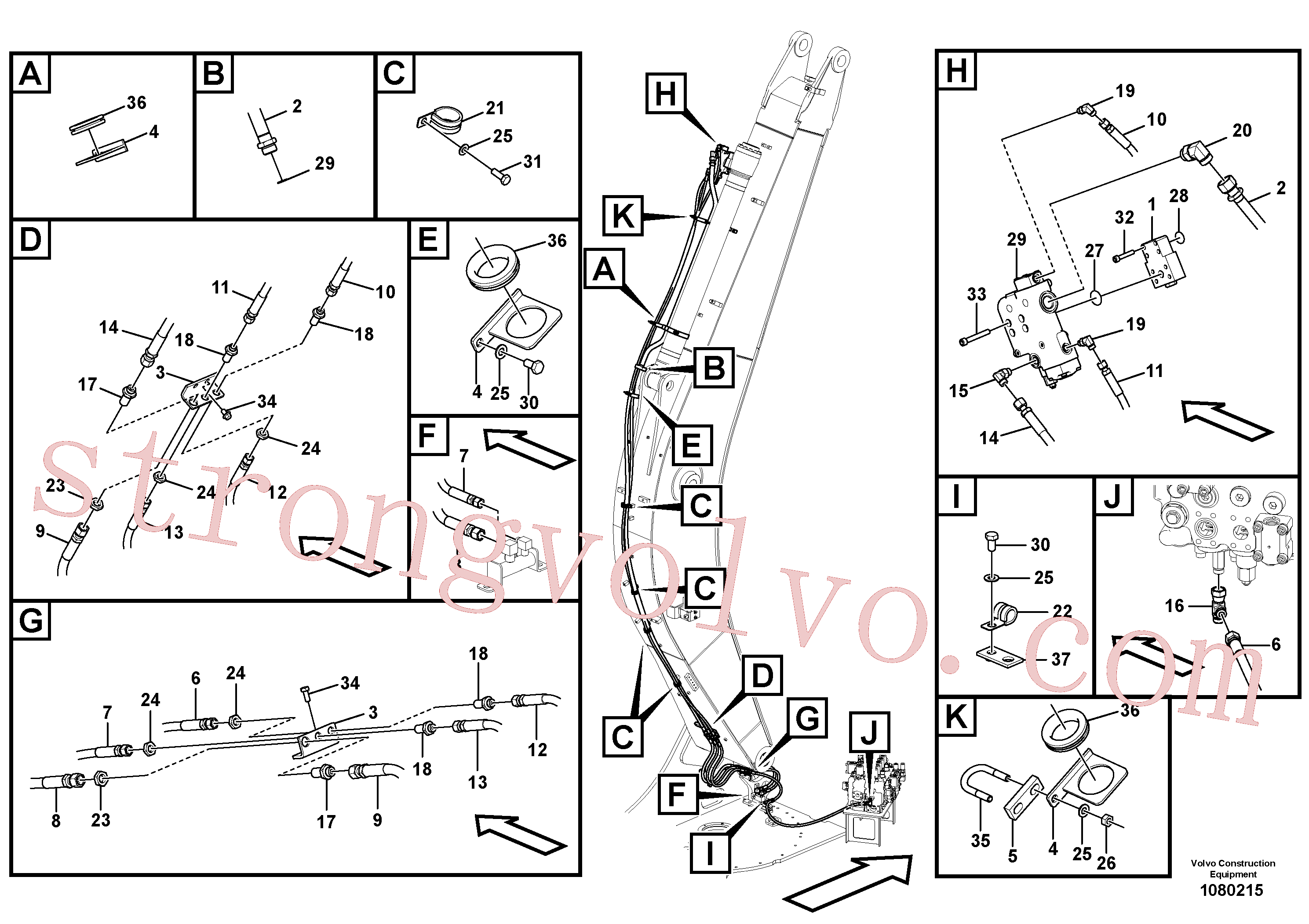 VOE14602079 Volvo Hidráulica de serviço, ruptura do braço de afundamento(1080215 Montagem)