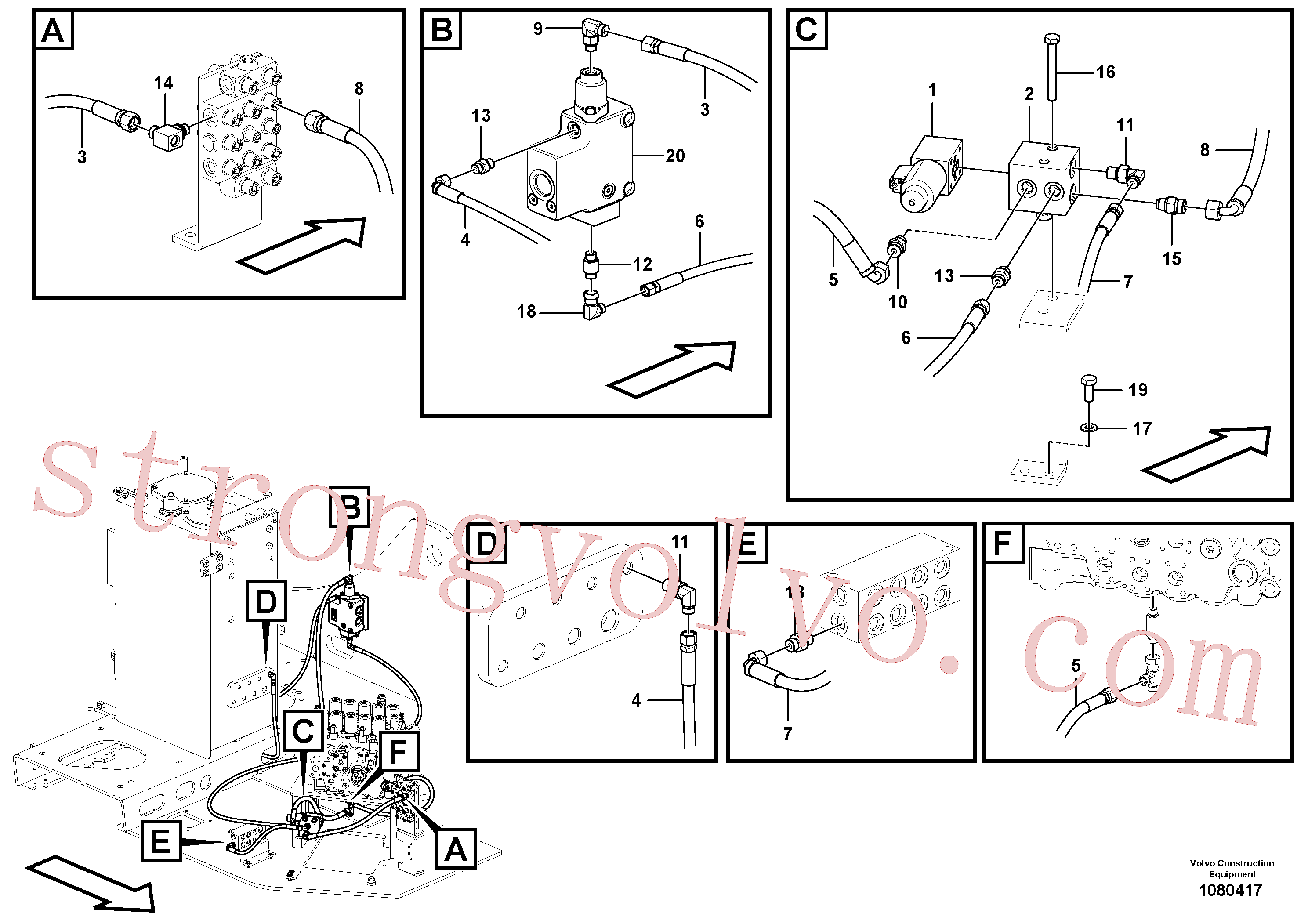 VOE937328 Volvo Sistema servomotor, válvula de comando para válvula solenóide(1080417 Montagem)