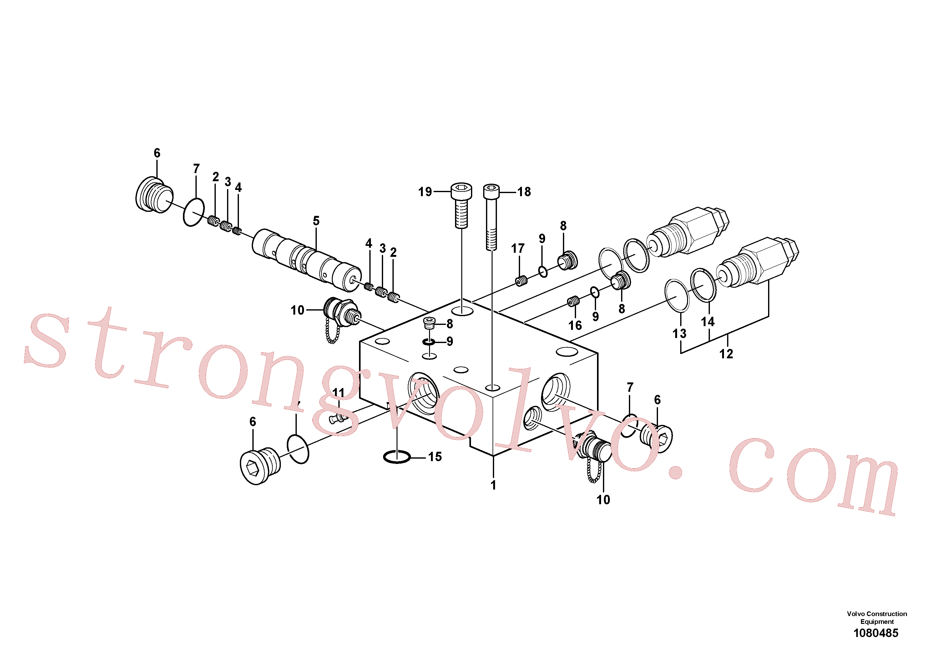 VOE11707342 Volvo Motor de rotação, válvula de comutação(1080485 Montagem)