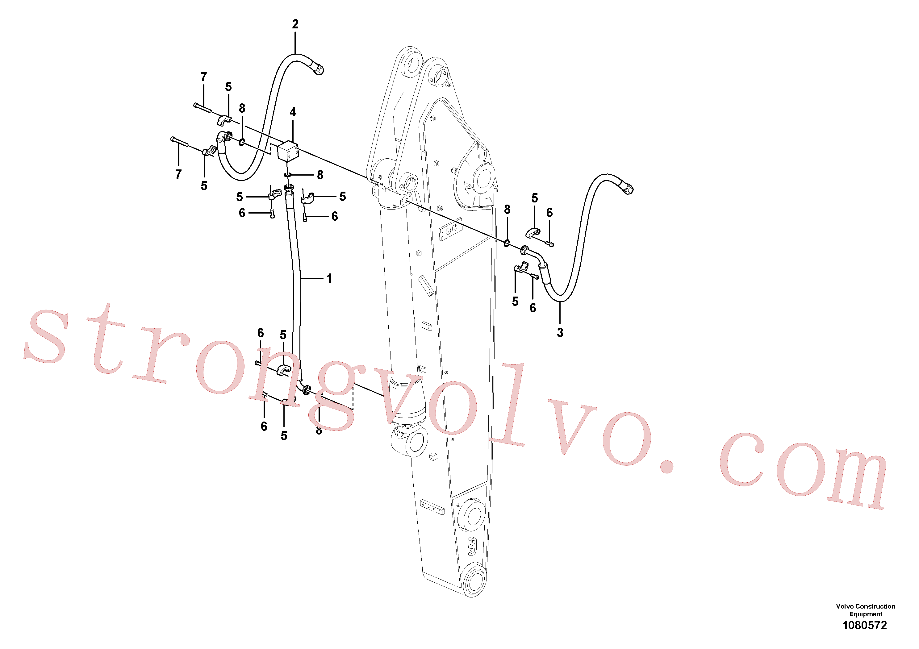 VOE984080 Volvo Hidráulica de serviço, cilindro do balde no braço de afundamento(1080572 Montagem)