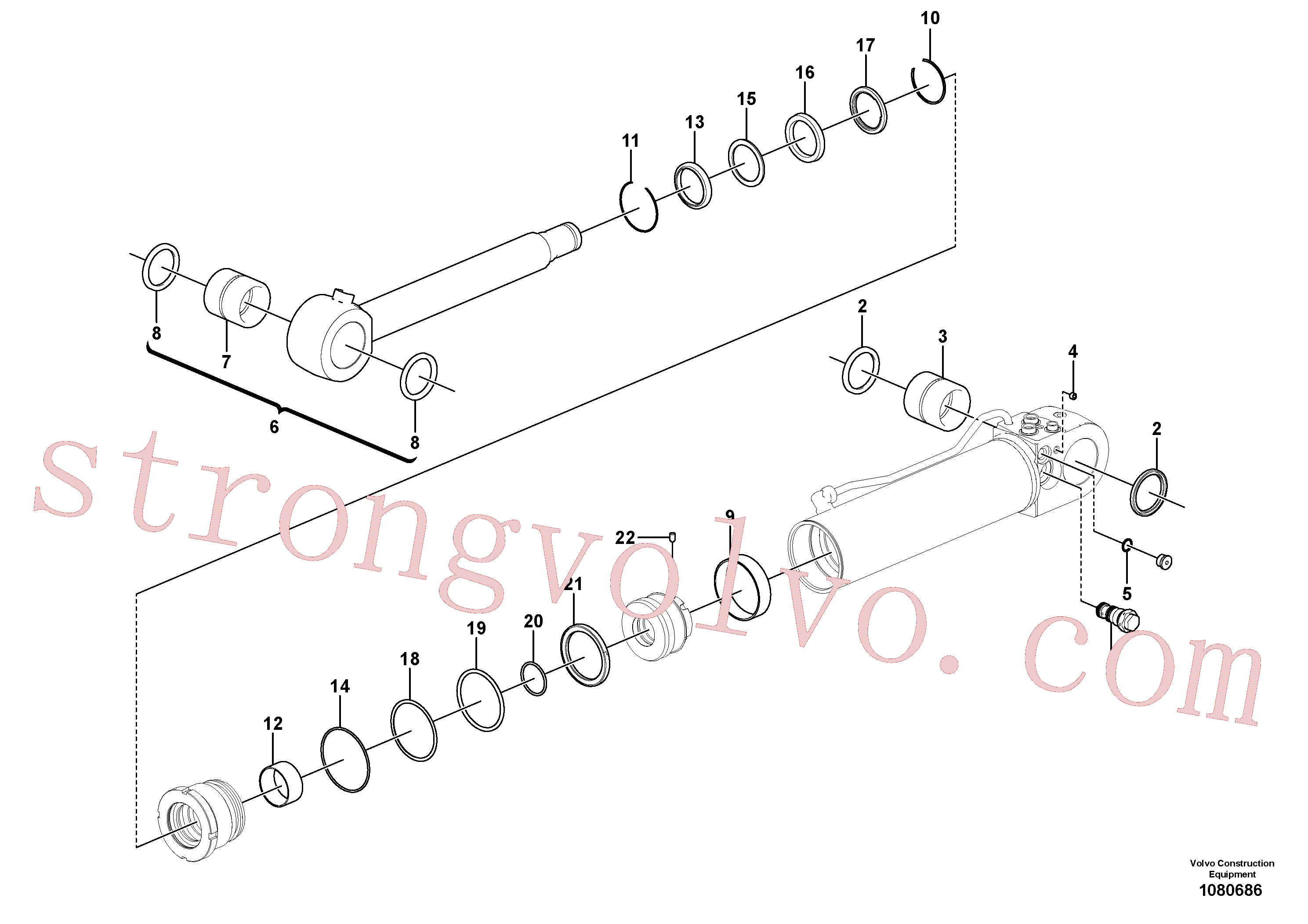VOE14518612 Volvo Cilindro da lâmina niveladora(1080686 Montagem)