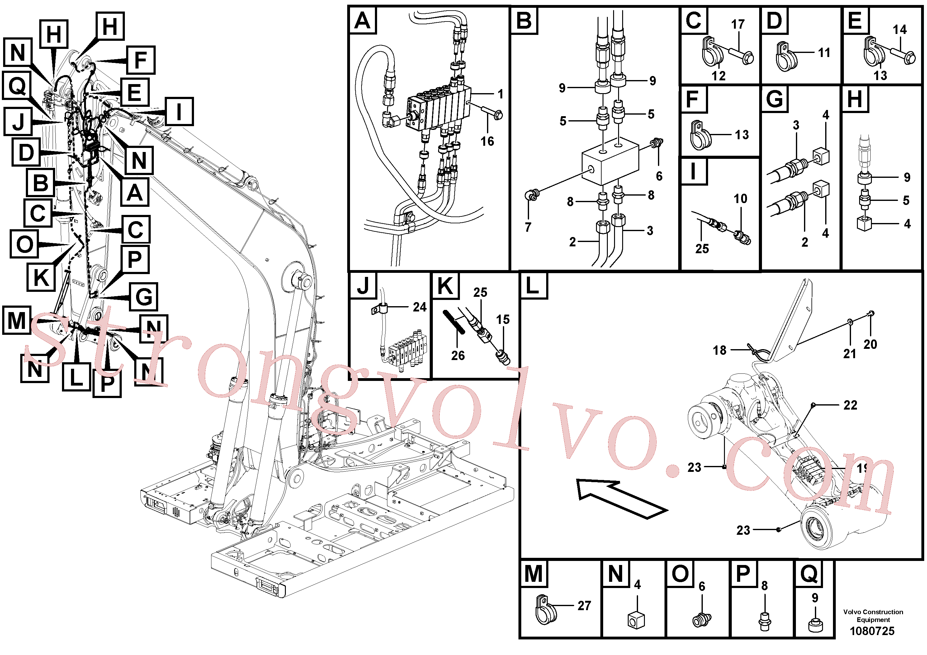 VOE14597582 Volvo Sistema de lubrificação automático, braço(1080725 Montagem)
