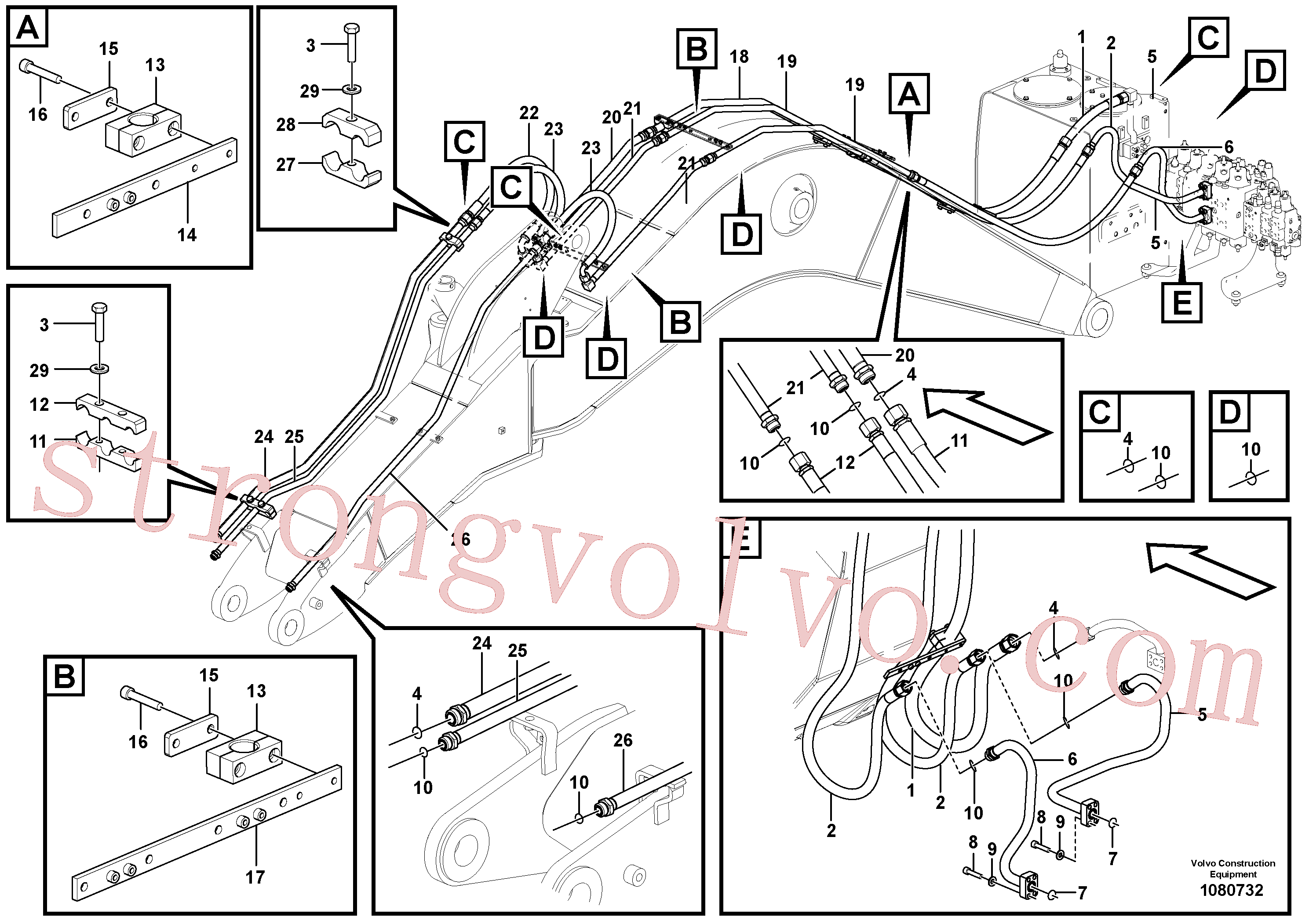 VOE14519316 Volvo Hidráulica de serviço, martelo e cortador para lança de desvio mono(1080732 Montagem)