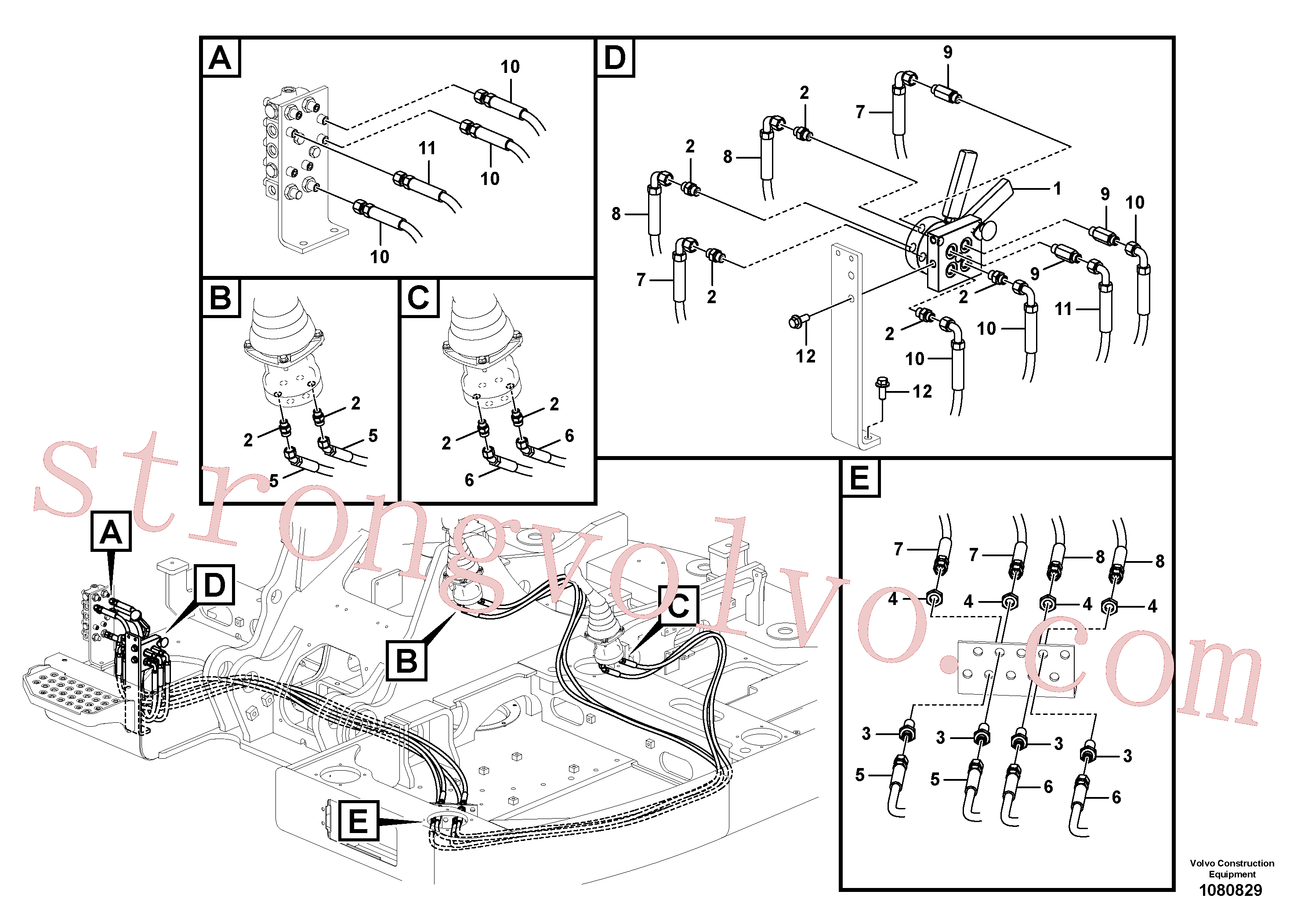 VOE937584 Volvo Sistema servomotor, mudança da função da alavanca(1080829 Montagem)