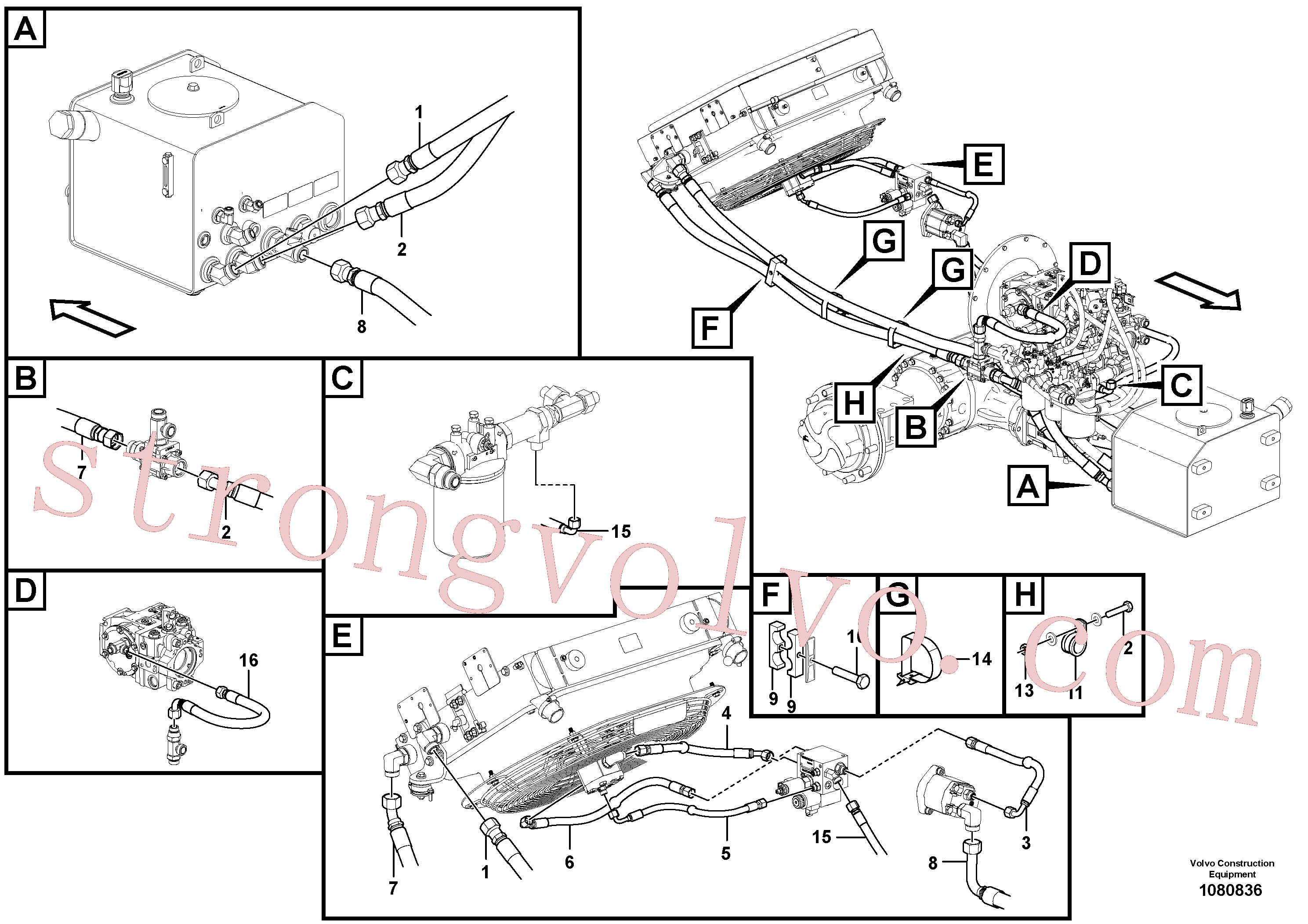 RM95301875 Volvo Sistema hidráulico, tanque hidráulico para o refrigerador de óleo hidráulico(1080836 Montagem)