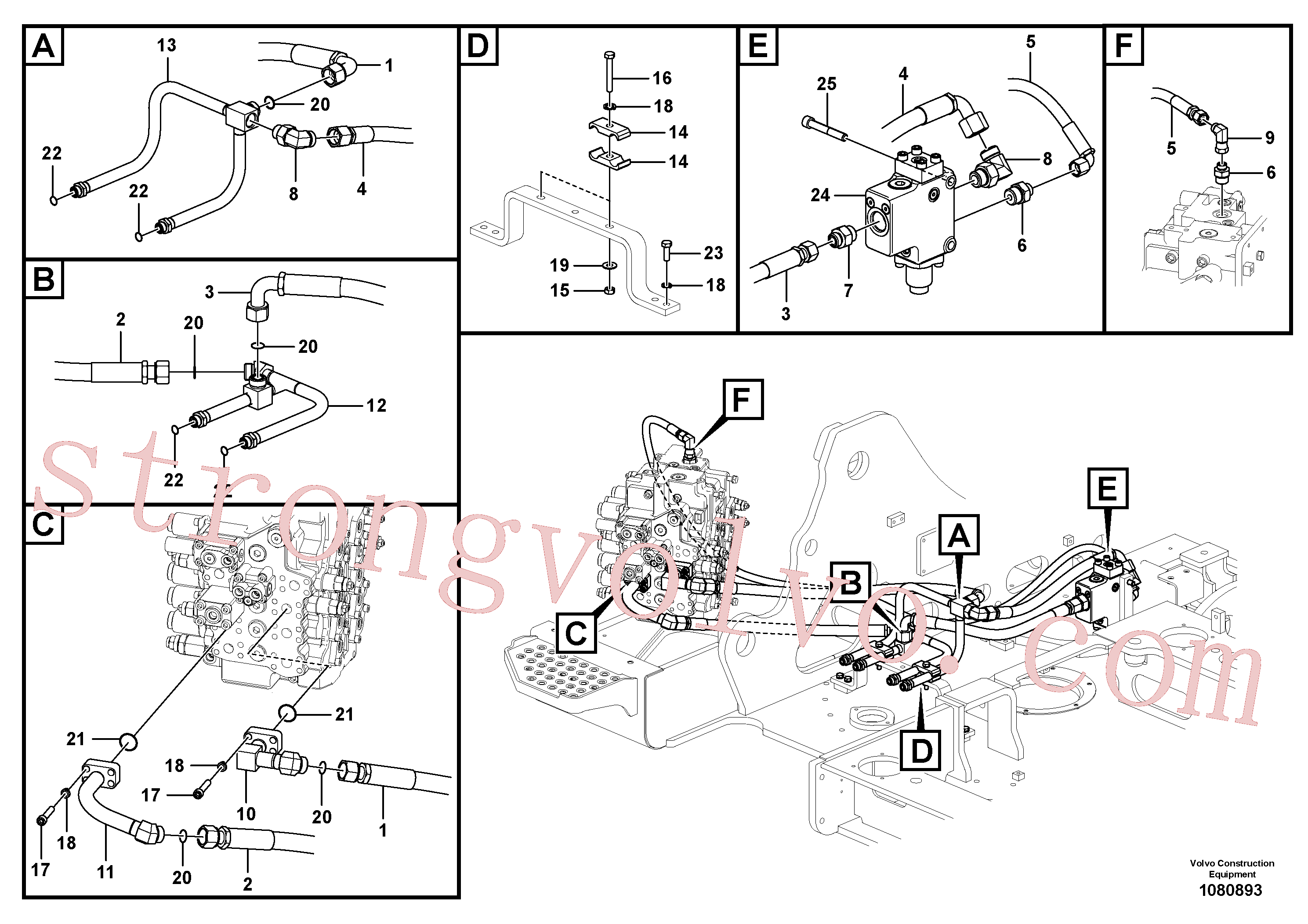 VOE14550561 Volvo Sistema hidráulico, válvula de comando da lança e articulação(1080893 Montagem)