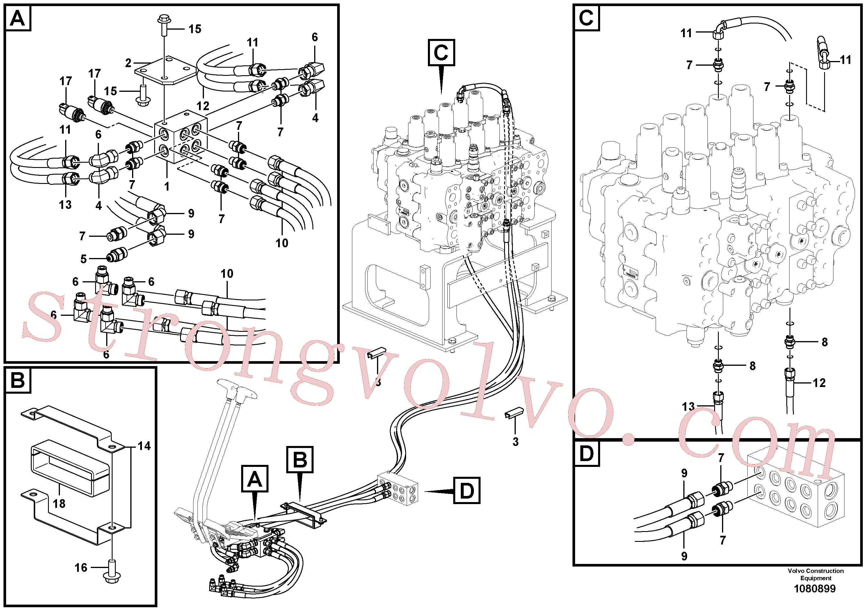 VOE14549559 Volvo Sistema servomotor, válvula de comando para pedal da válvula de comando(1080899 Montagem)