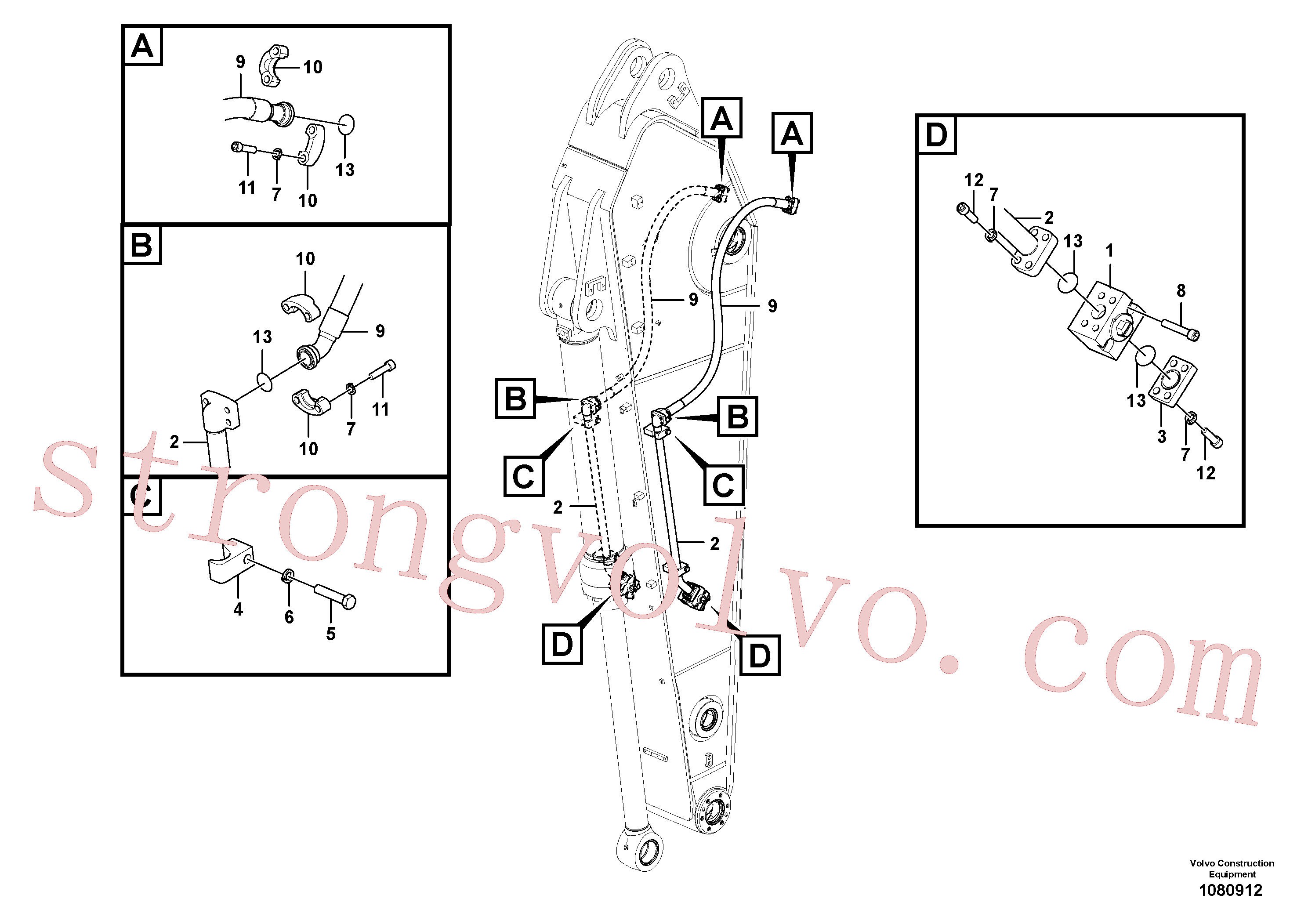 VOE14539547 Volvo Hidráulica de serviço, martelo e cortador para braço de afundamento(1080912 Montagem)