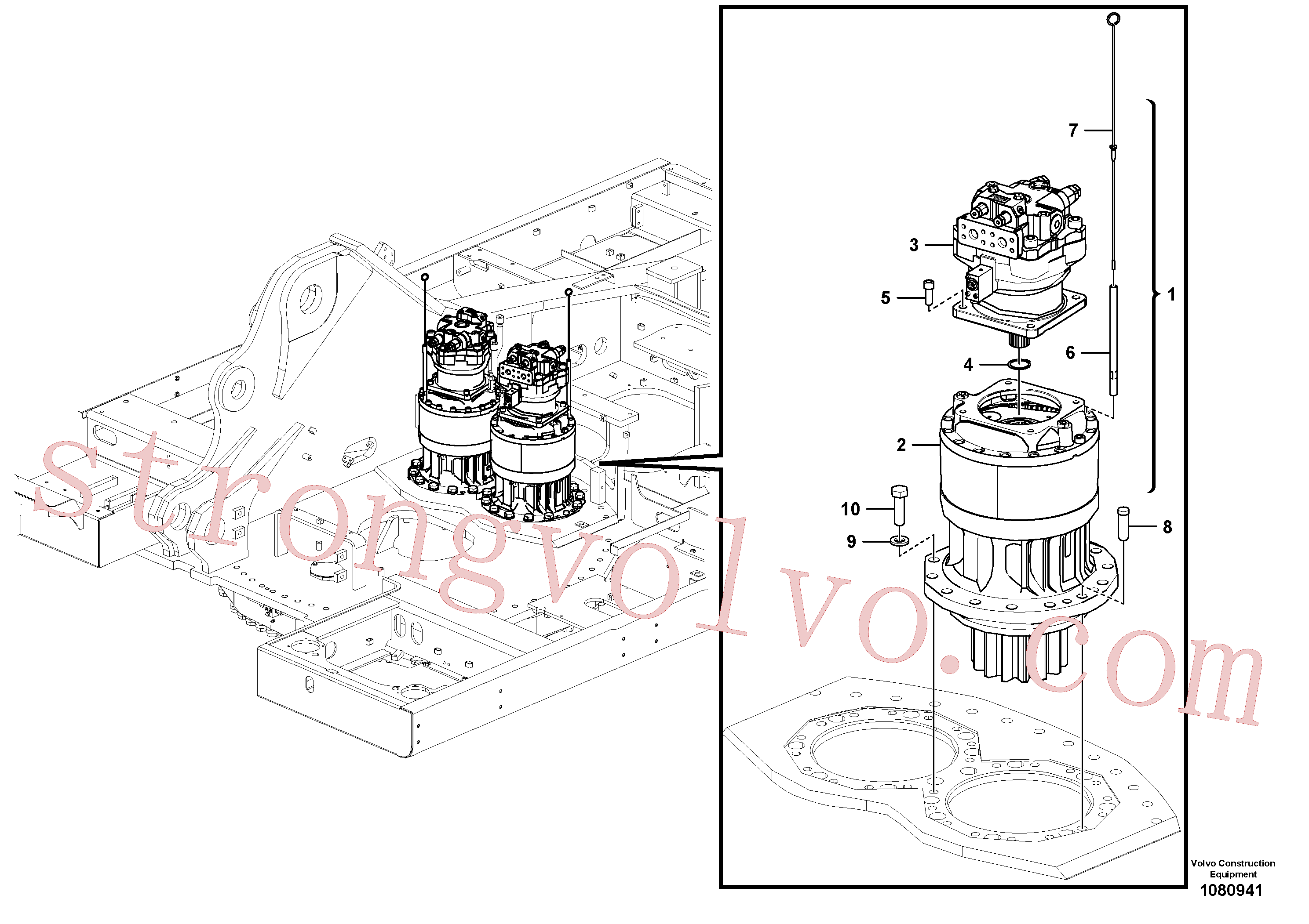 VOE14663485 Volvo Motor de rotação com peças de montagem(1080941 Montagem)
