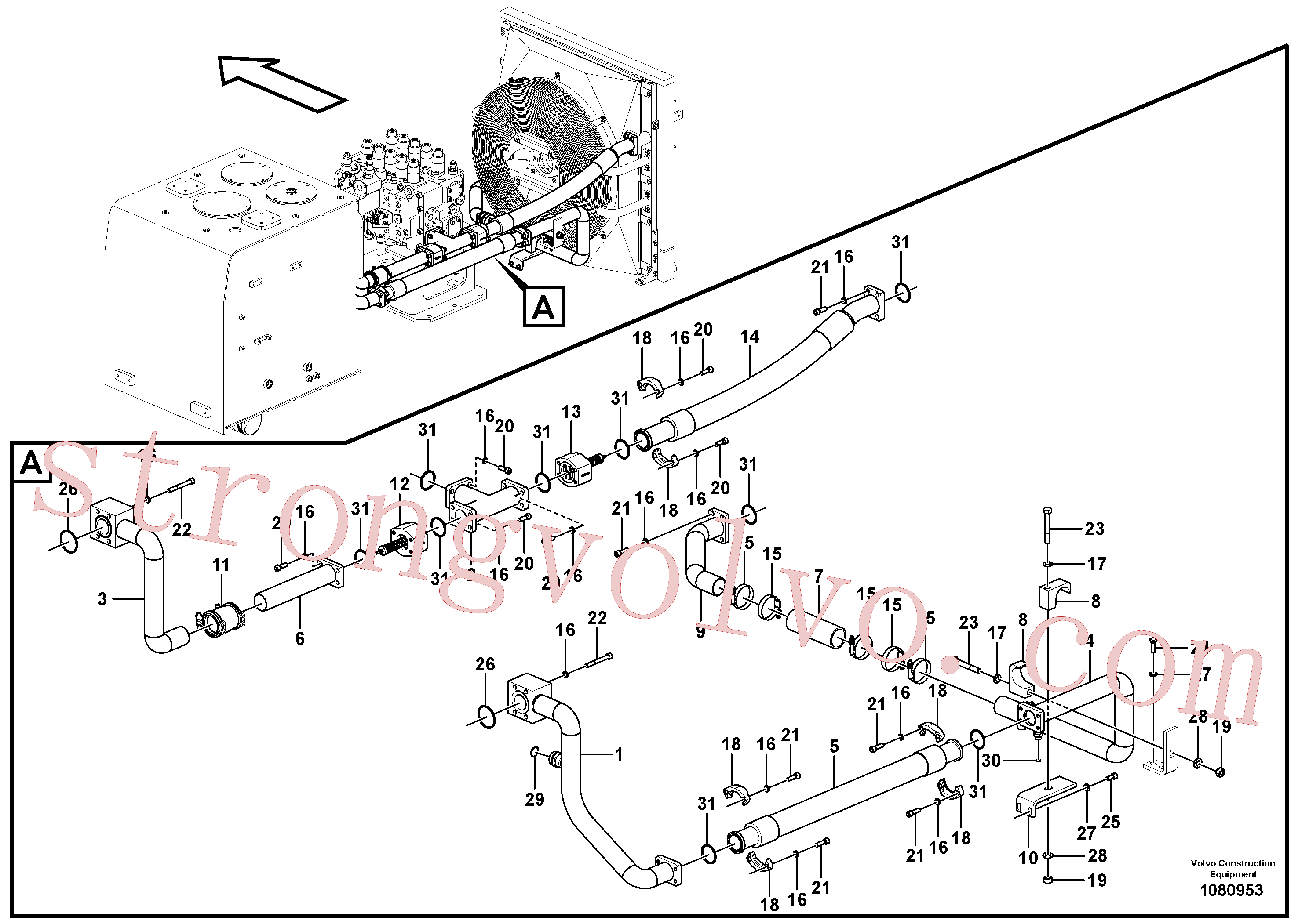 VOE14882731 Volvo Sistema hidráulico, tanque hidráulico para o refrigerador de óleo hidráulico(1080953 Montagem)