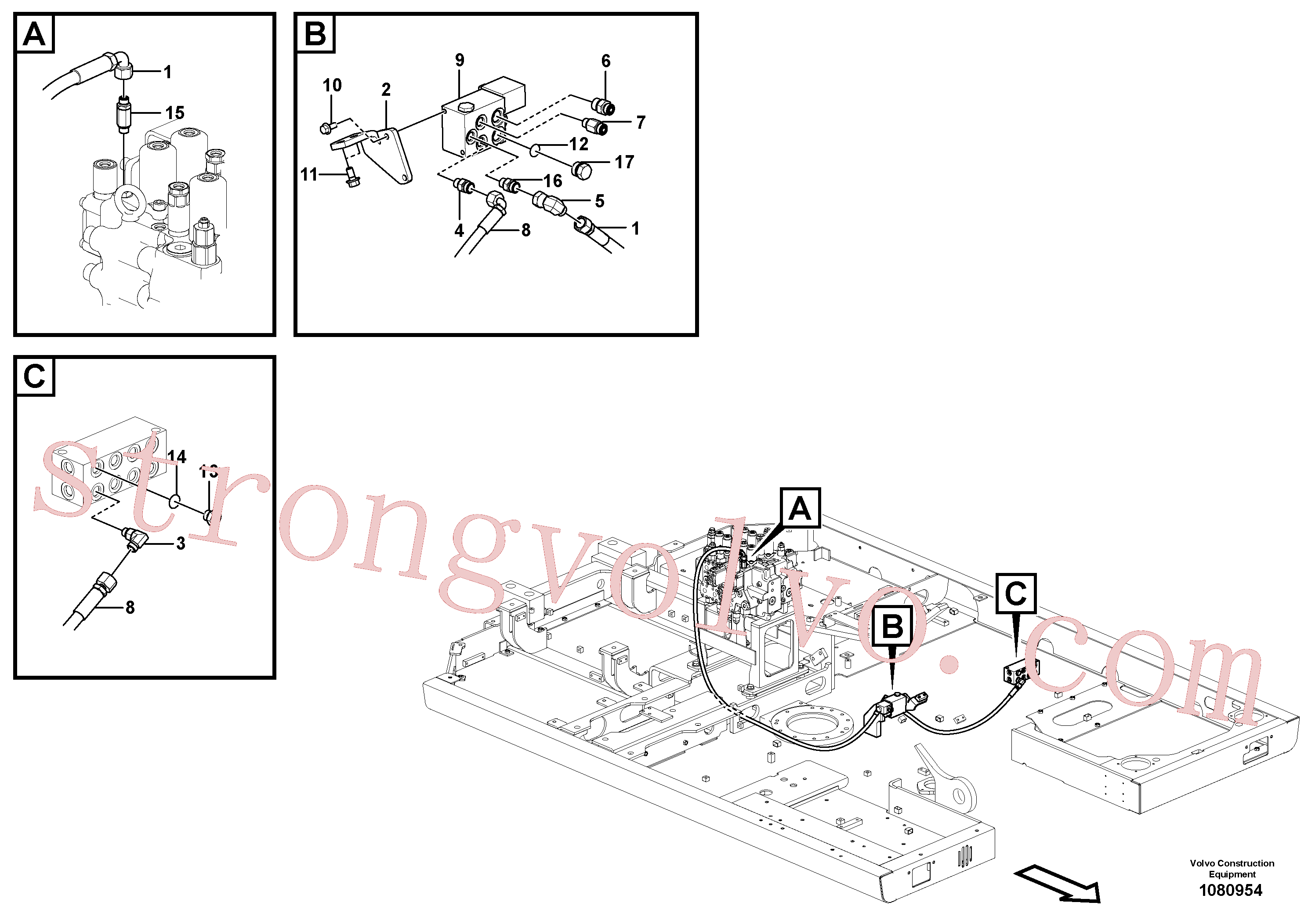 VOE937878 Volvo Hidráulica de serviço, encaixe rápido na estrutura superior(1080954 Montagem)