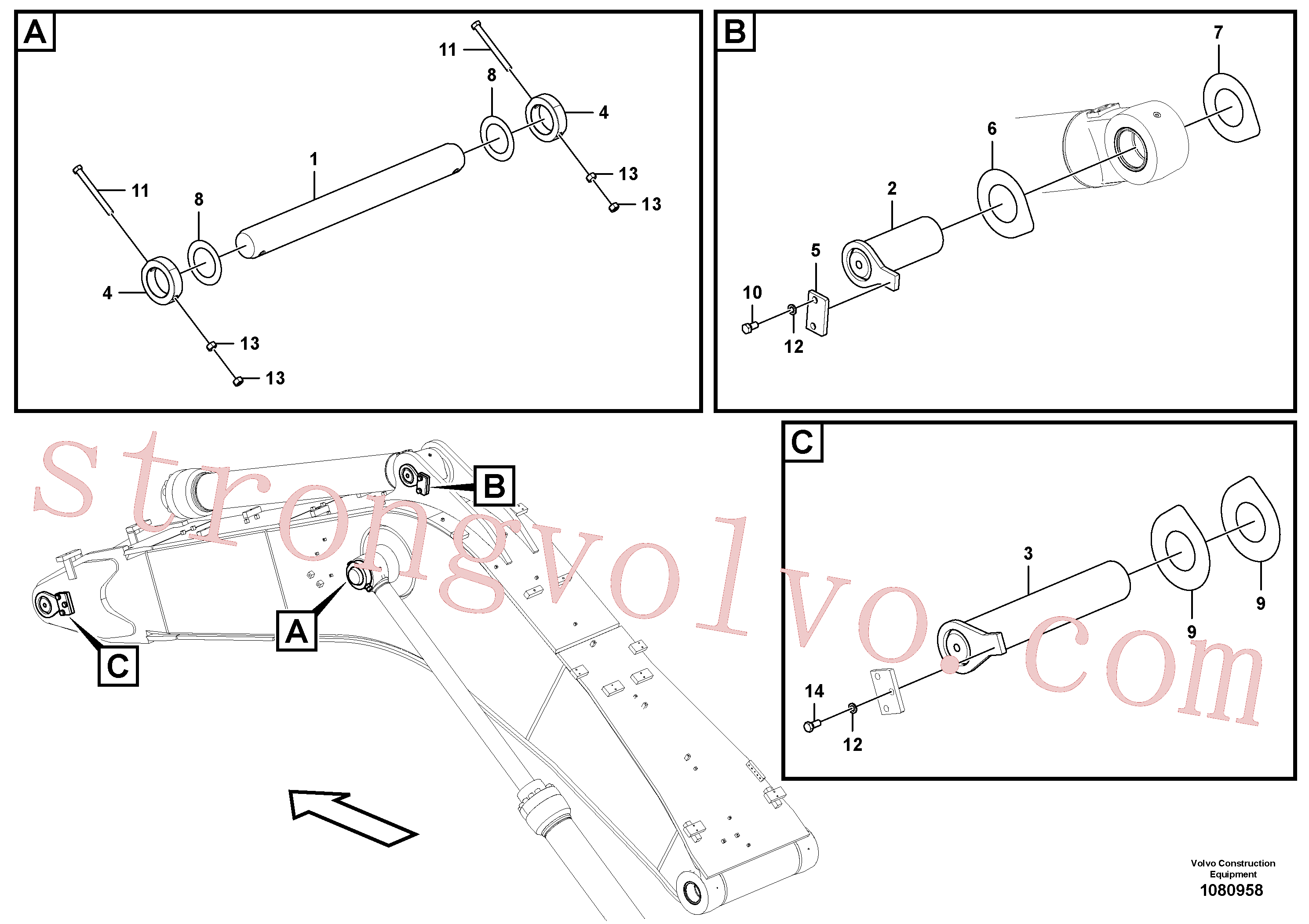 VOE14680759 Volvo Tirantes para a lança(1080958 Montagem)