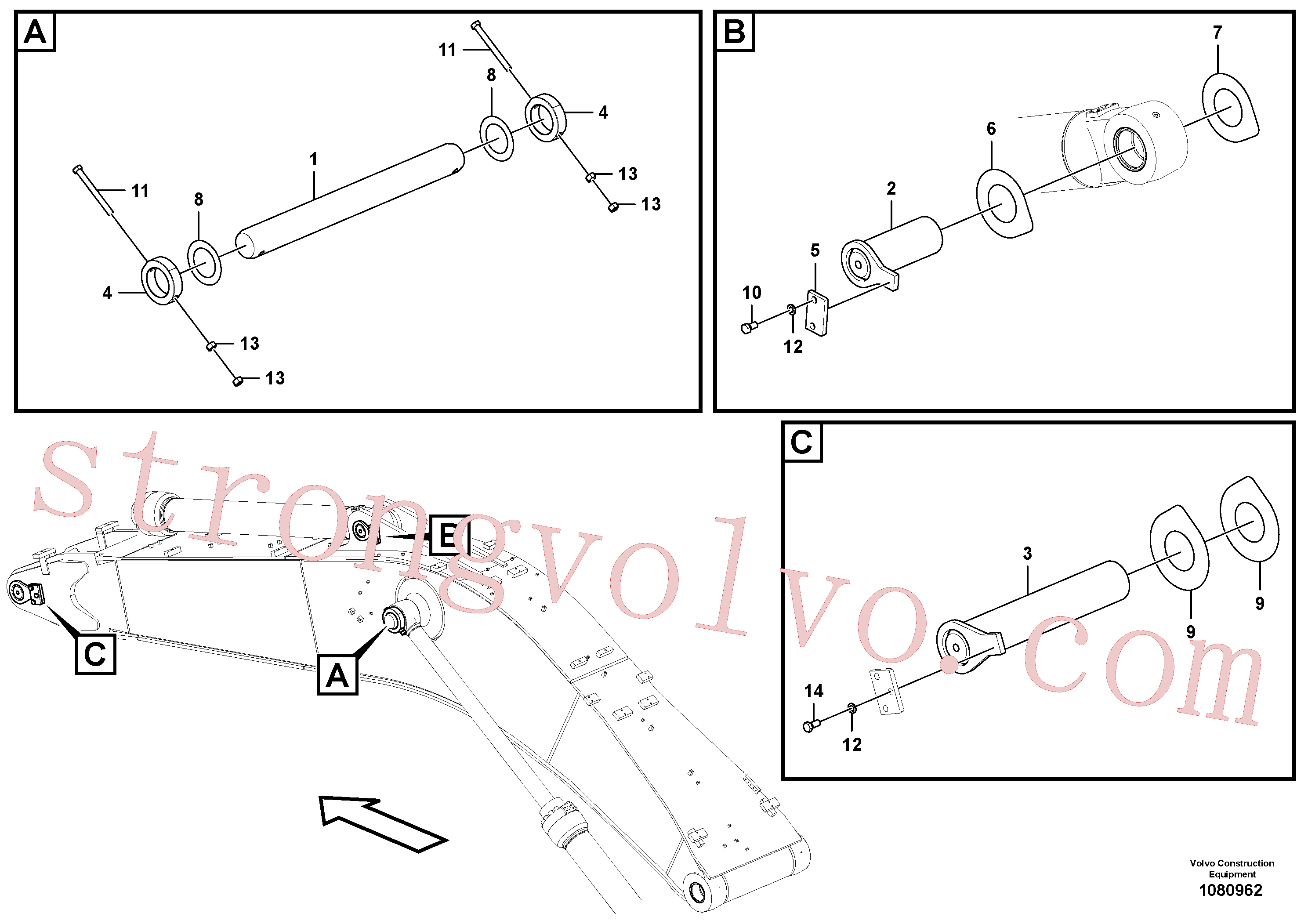 VOE14680759 Volvo Tirantes para a lança(1080962 Montagem)