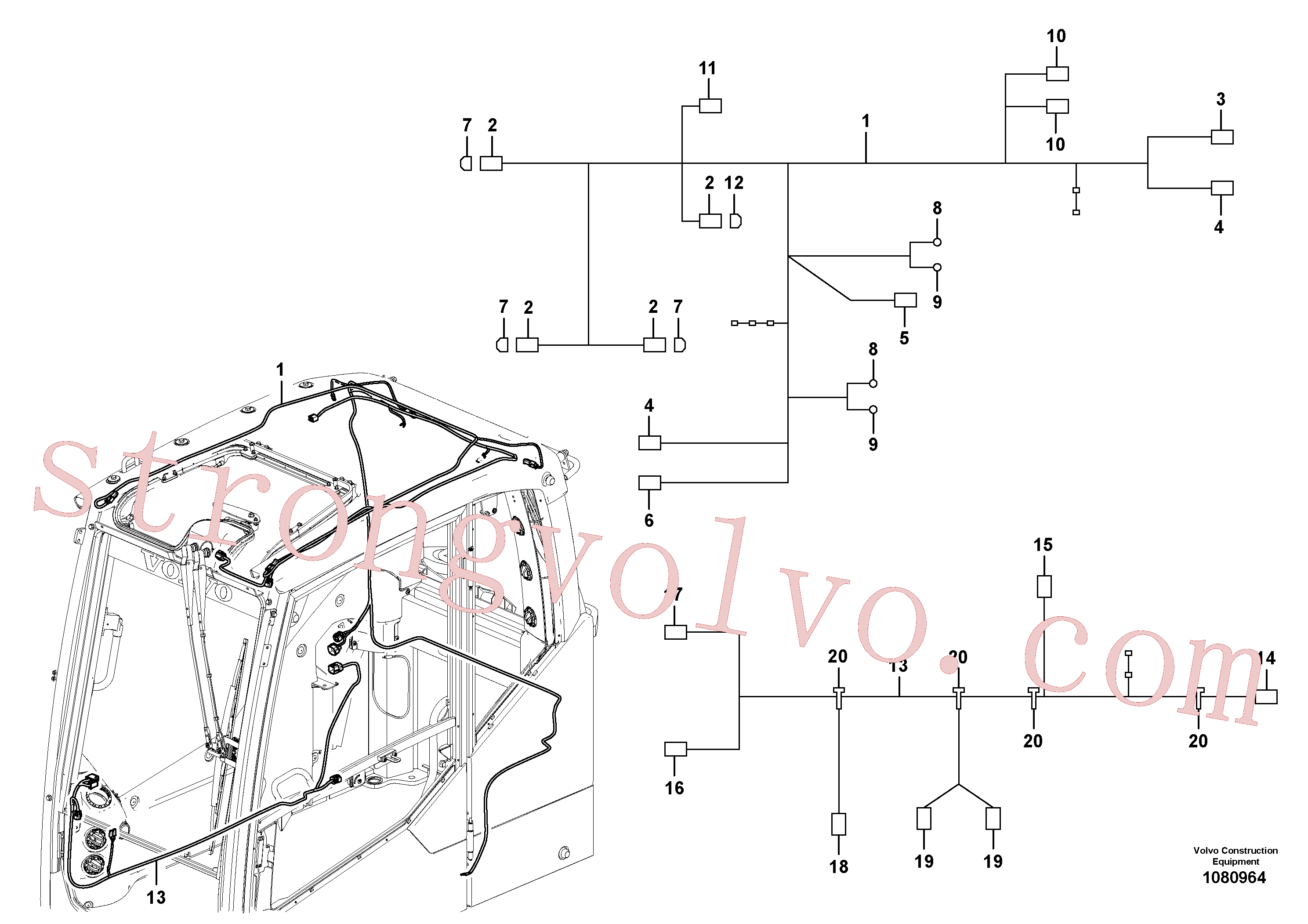 VOE14596476 Volvo Cablagem, cabina.(1080964 Montagem)