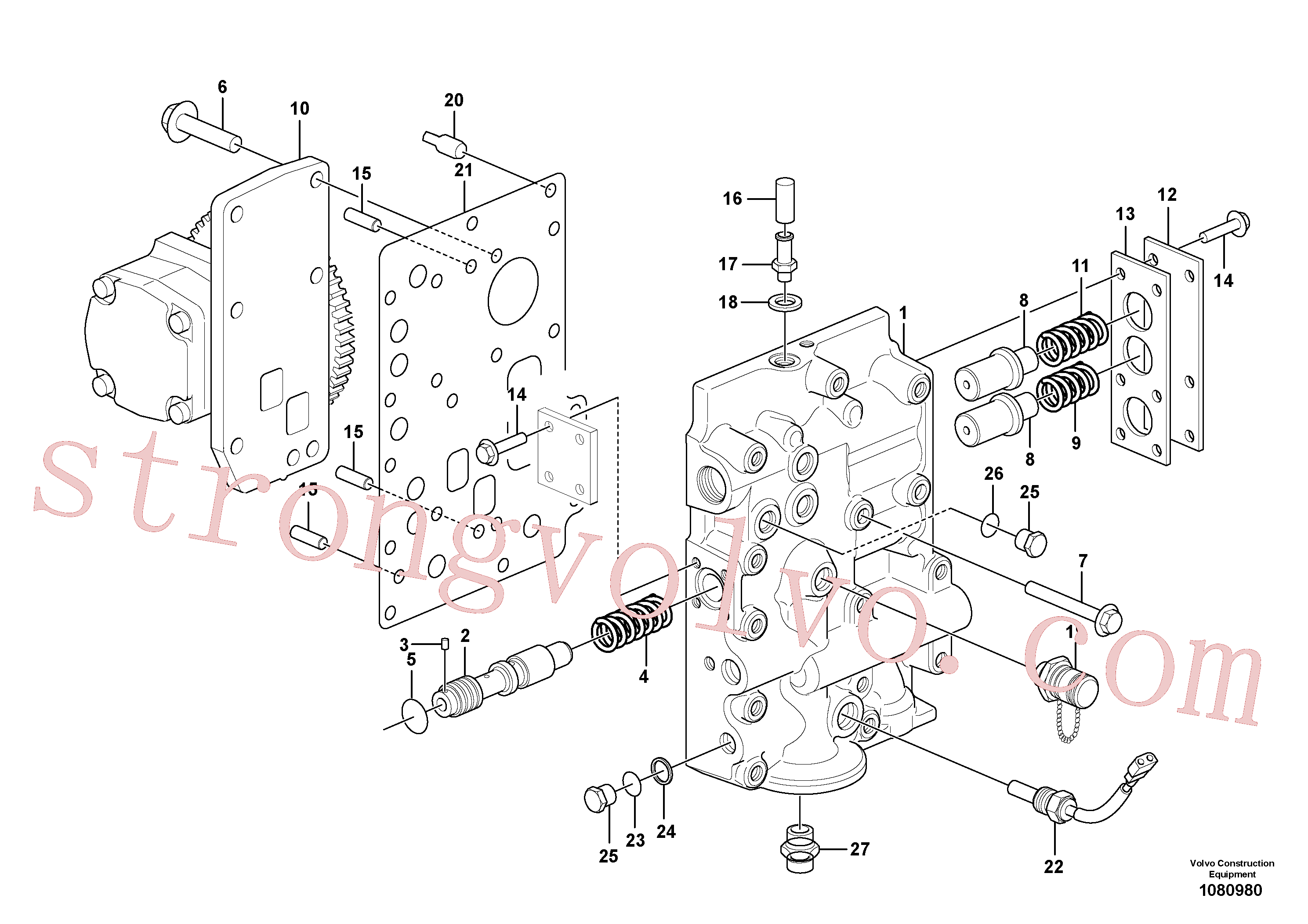 VOE950564 Volvo Válvula de limitação da pressão(1080980 Montagem)