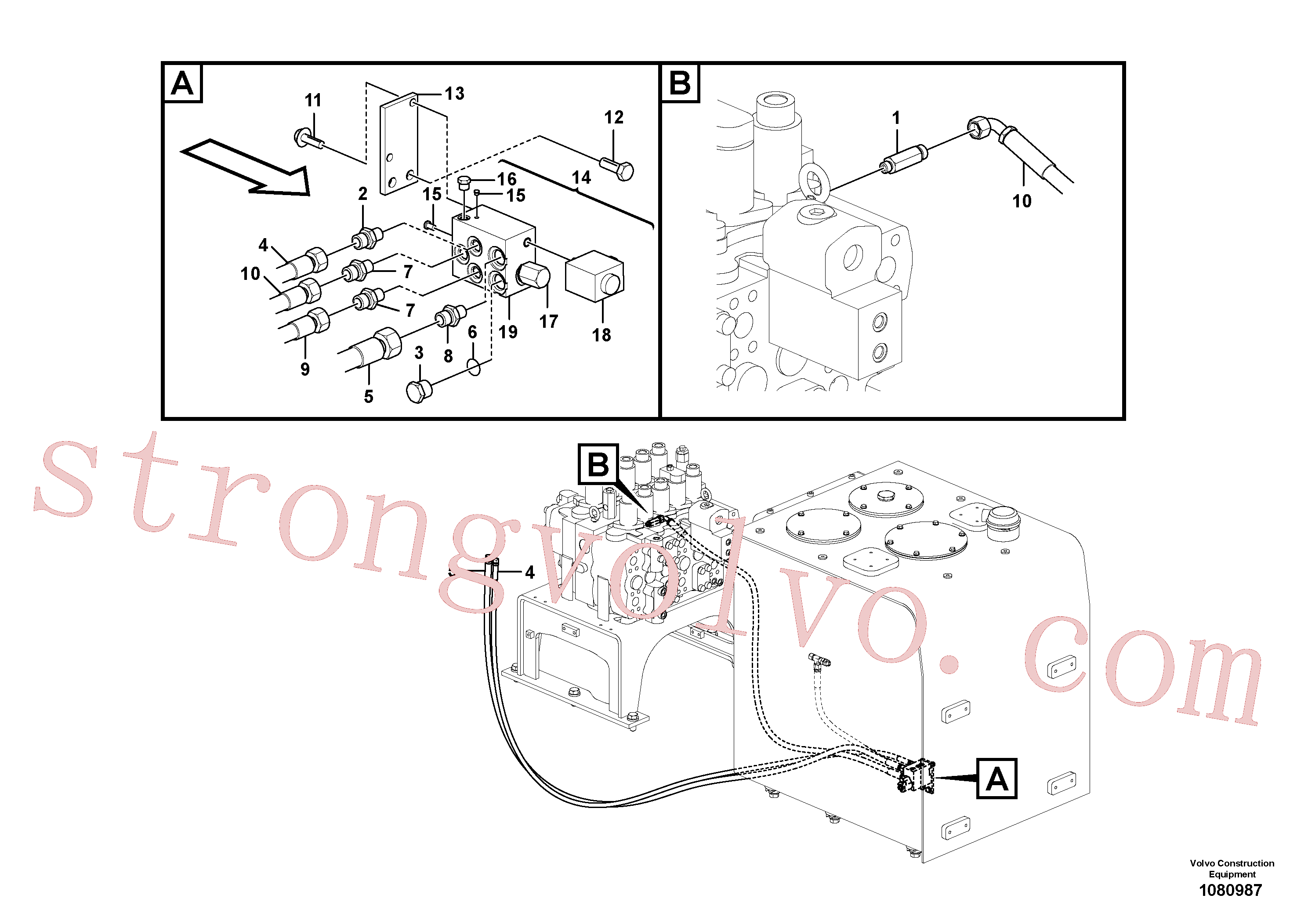 VOE14513666 Volvo Hidráulica de serviço, encaixe rápido na estrutura superior(1080987 Montagem)