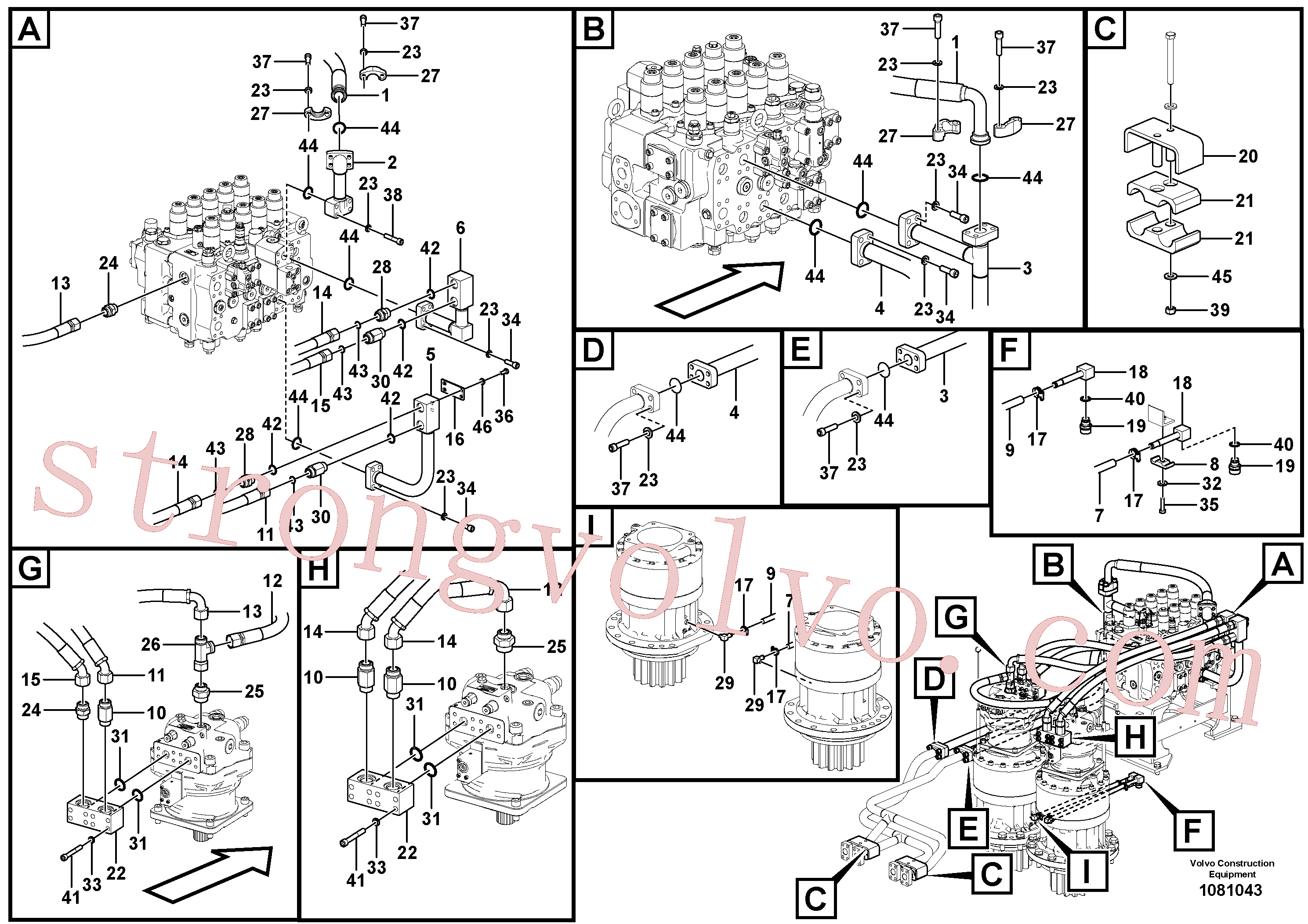 SA9419-11100 Volvo Sistema hidráulico, válvula de comando da lança e articulação(1081043 Montagem)