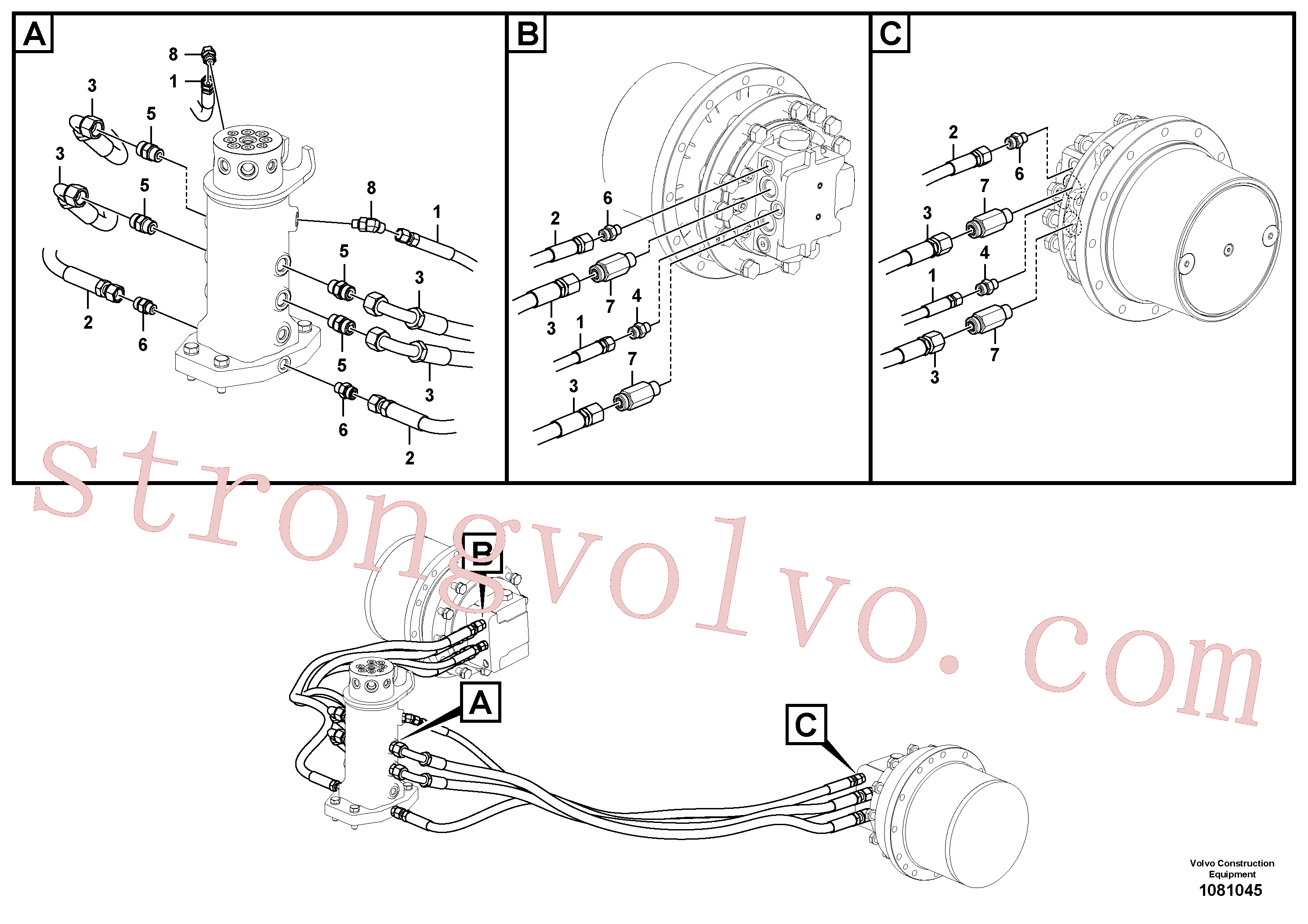 VOE14627822 Volvo Linha da rótula, rótula ao motor de curso(1081045 Montagem)