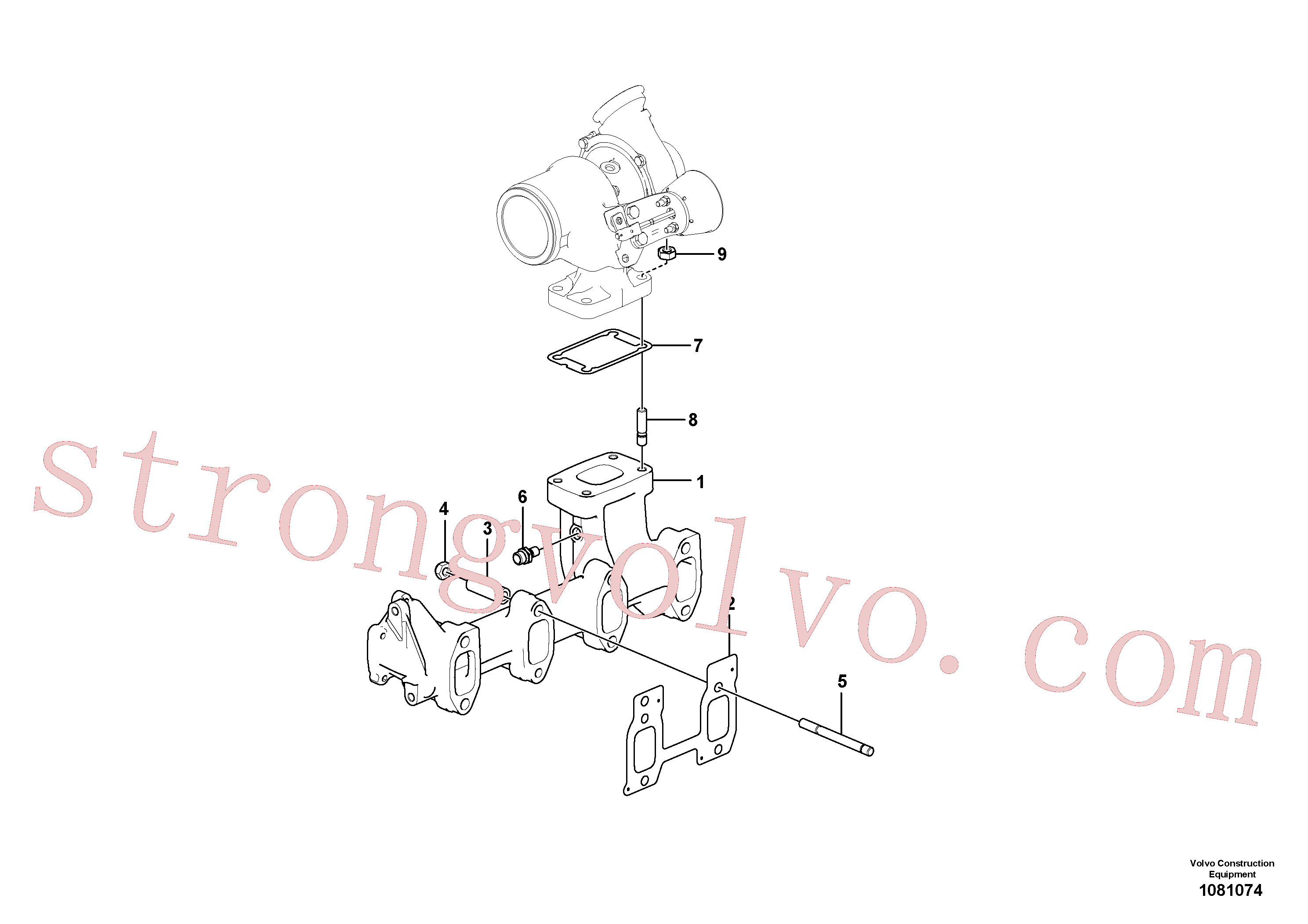 VOE990989 Volvo Colector de escape(1081074 Montagem)
