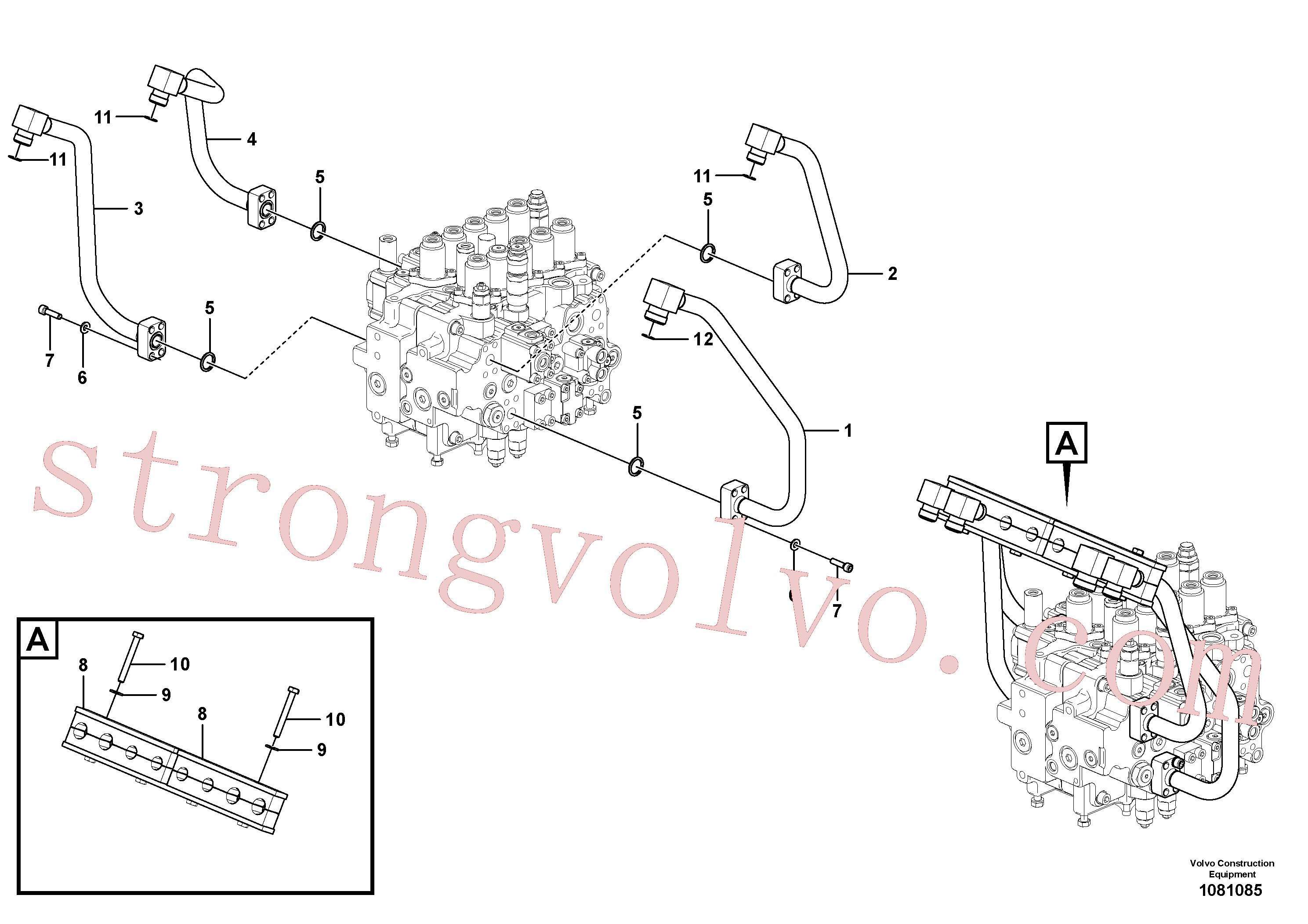 VOE983257 Volvo Sistema hidráulico, válvula de comando da lança e articulação(1081085 Montagem)