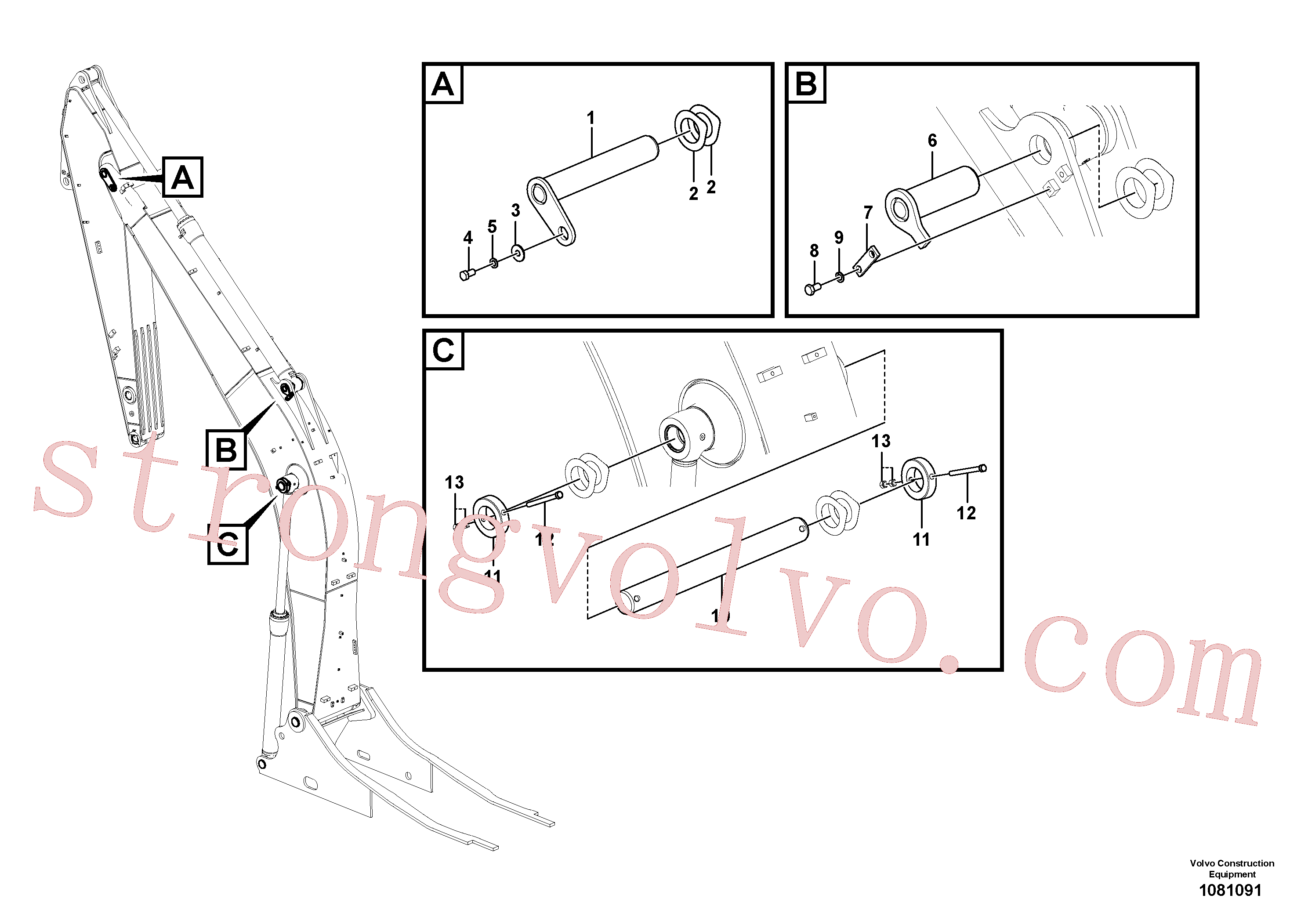 VOE14618861 Volvo Tirantes para a lança(1081091 Montagem)