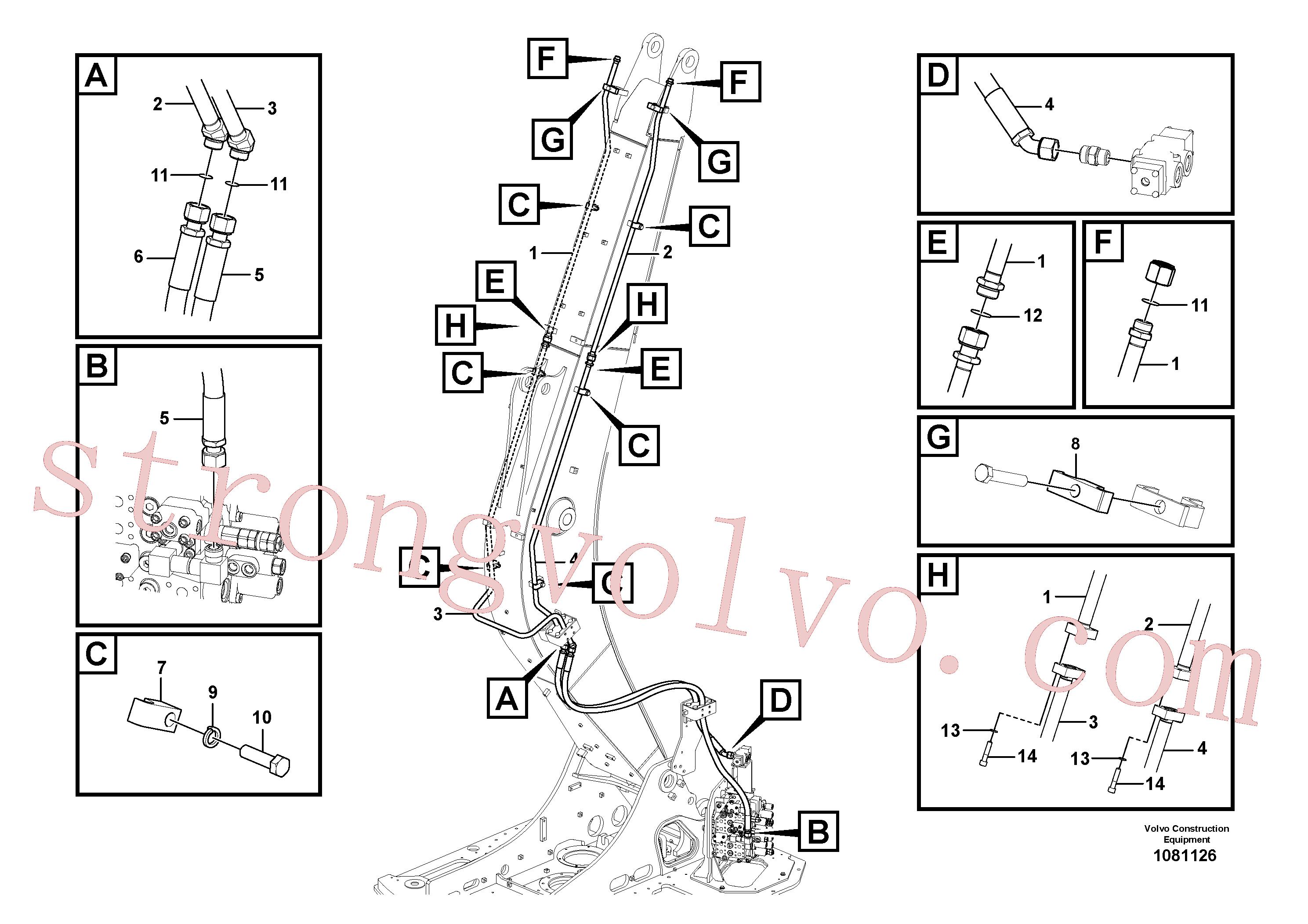 VOE14674108 Volvo Hidráulica de serviço, martelo e cortador para lança(1081126 Montagem)