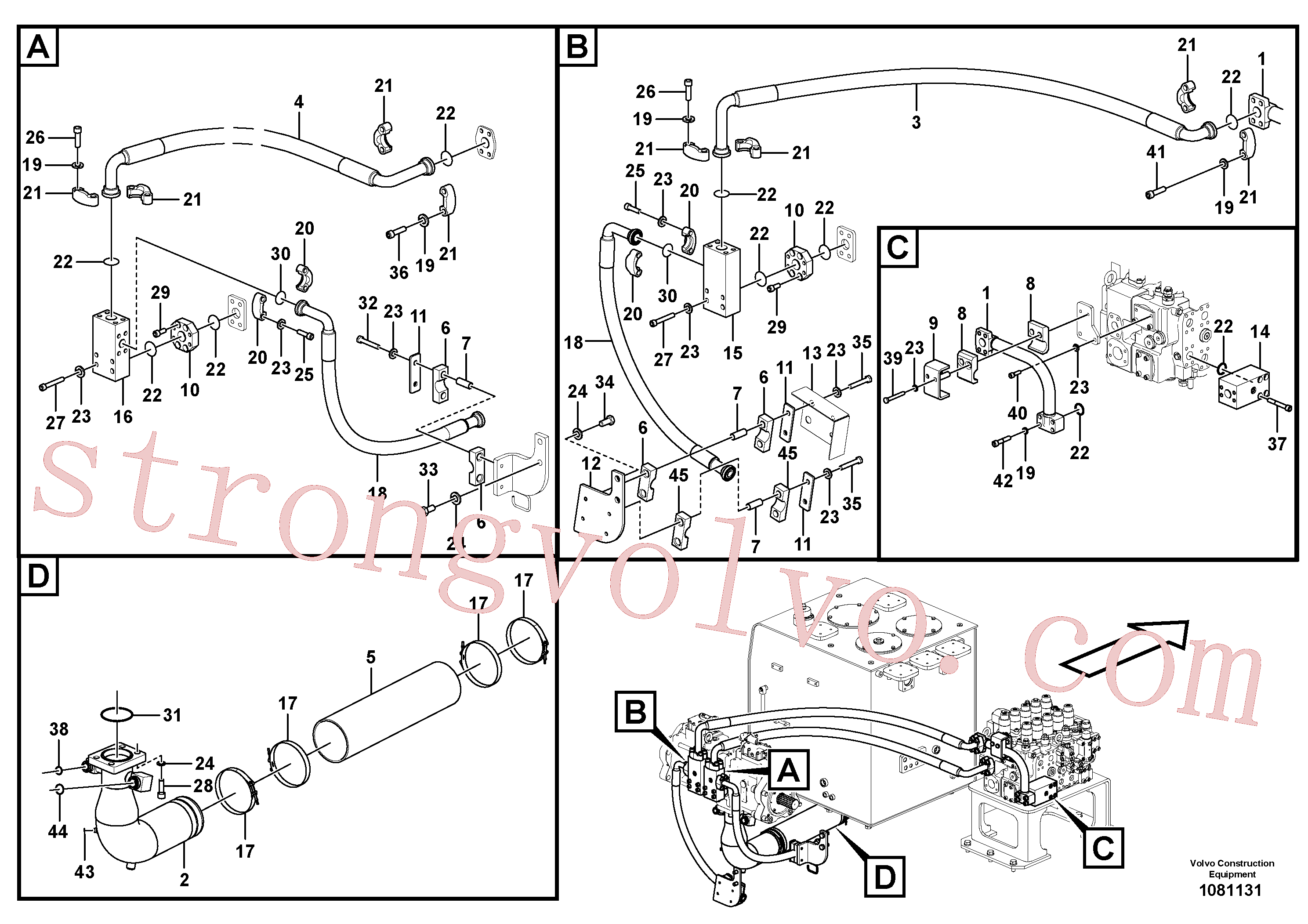VOE14546556 Volvo Sistema hidráulico, tanque hidráulico para a bomba hidráulica(1081131 Montagem)