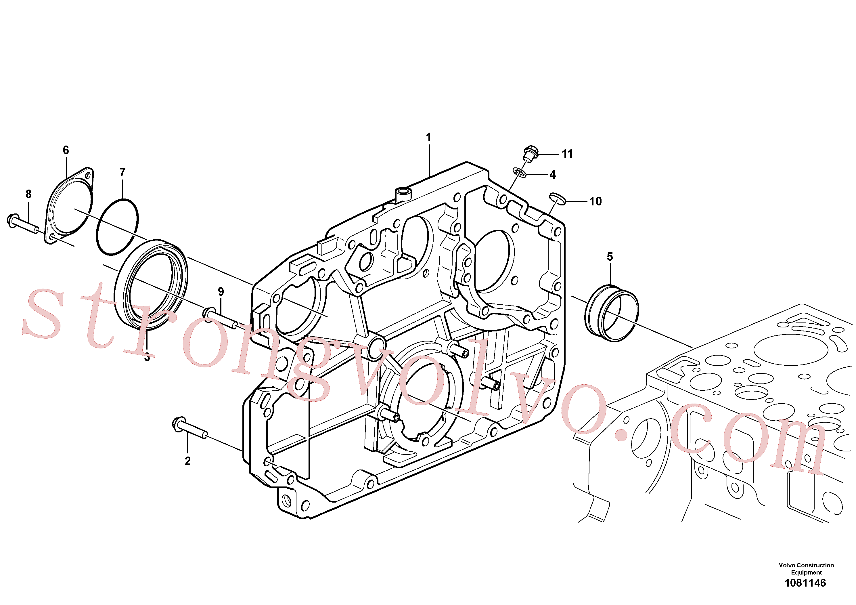 ZM2900309 Volvo Caixa da engrenagem de distribuição(1081146 Montagem)