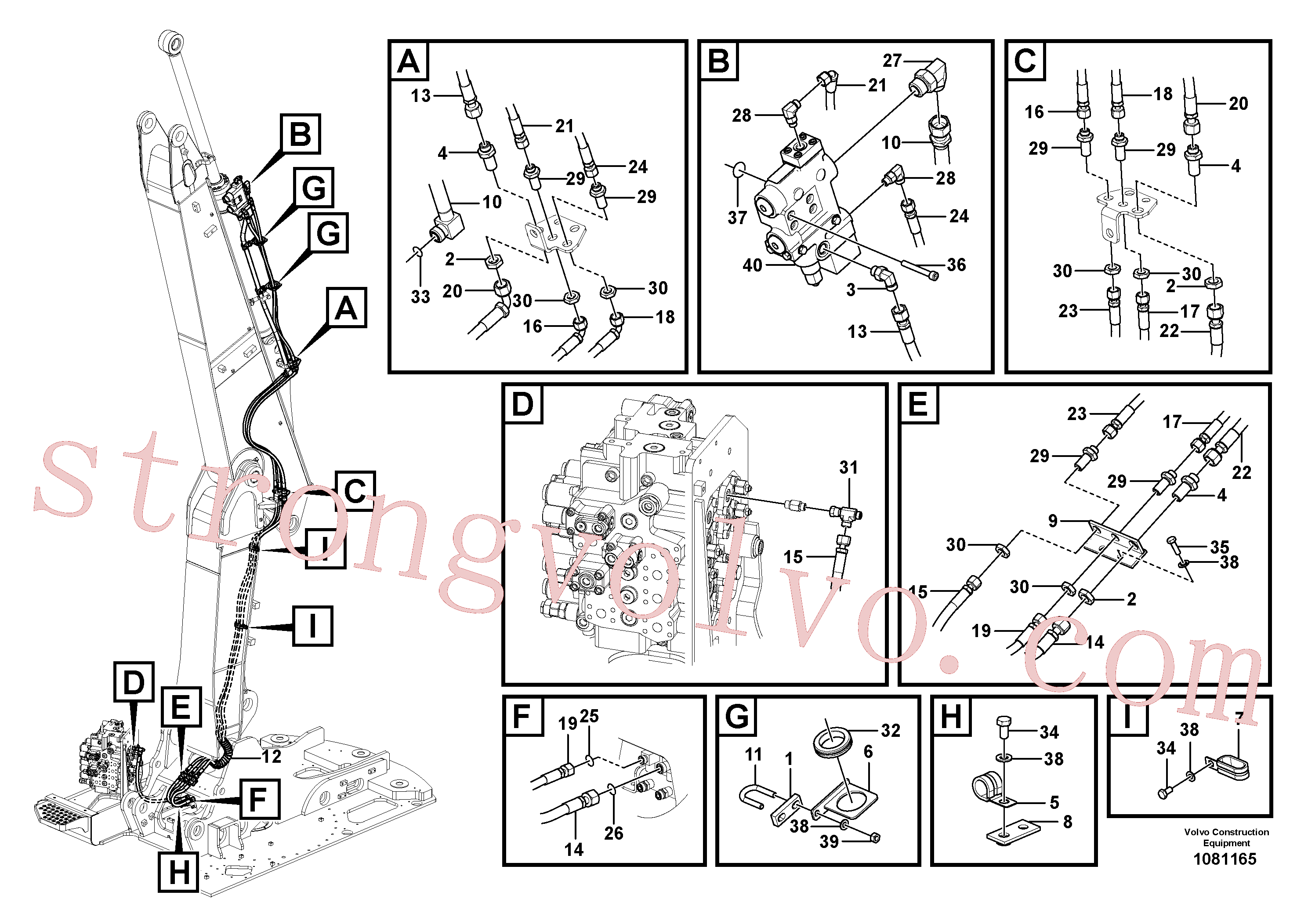VOE938110 Volvo Hidráulica de serviço, cilindro do braço de afundamento na lança ajustável(1081165 Montagem)