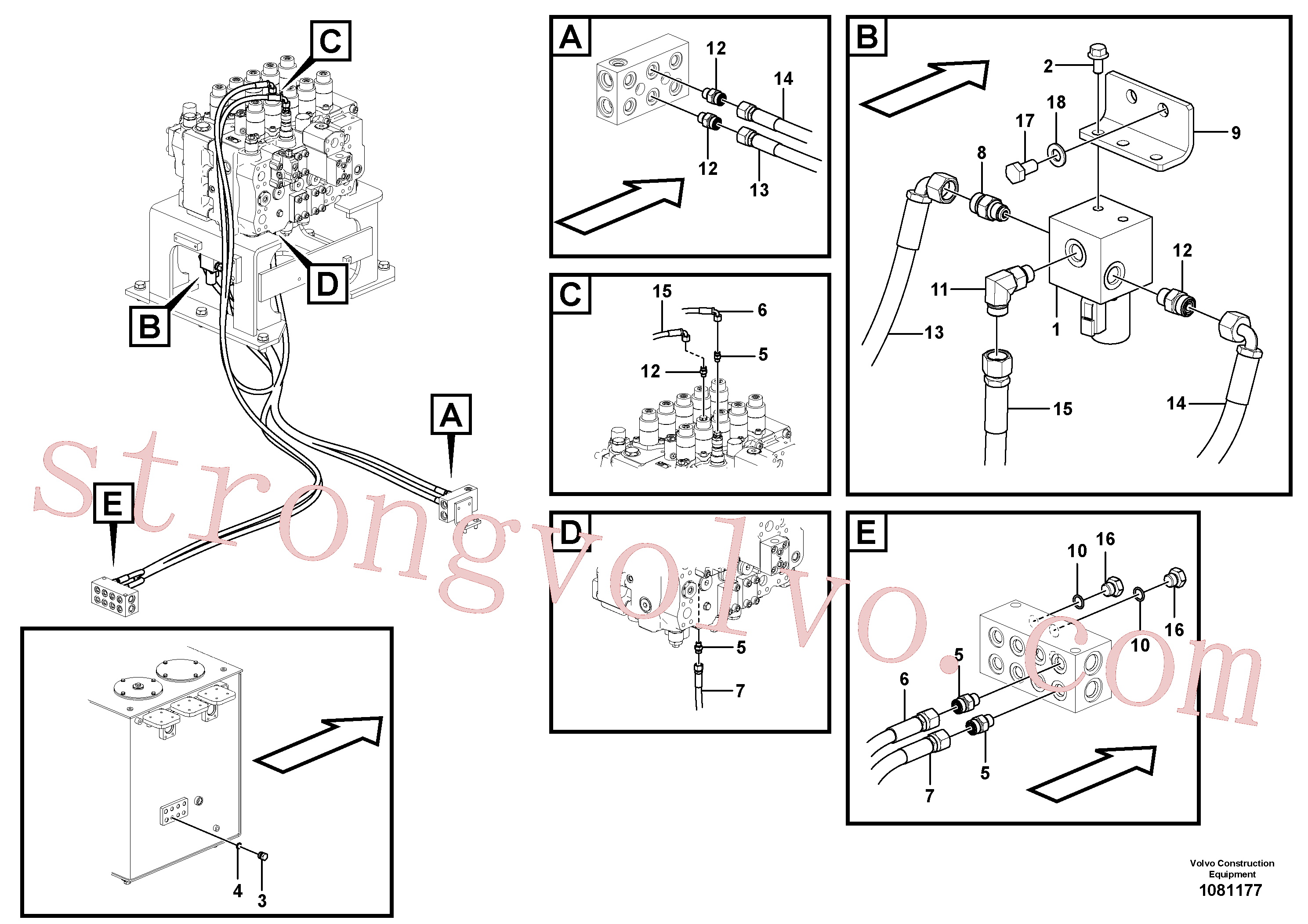 VOE15036393 Volvo Sistema servomotor, martelo e corte(1081177 Montagem)