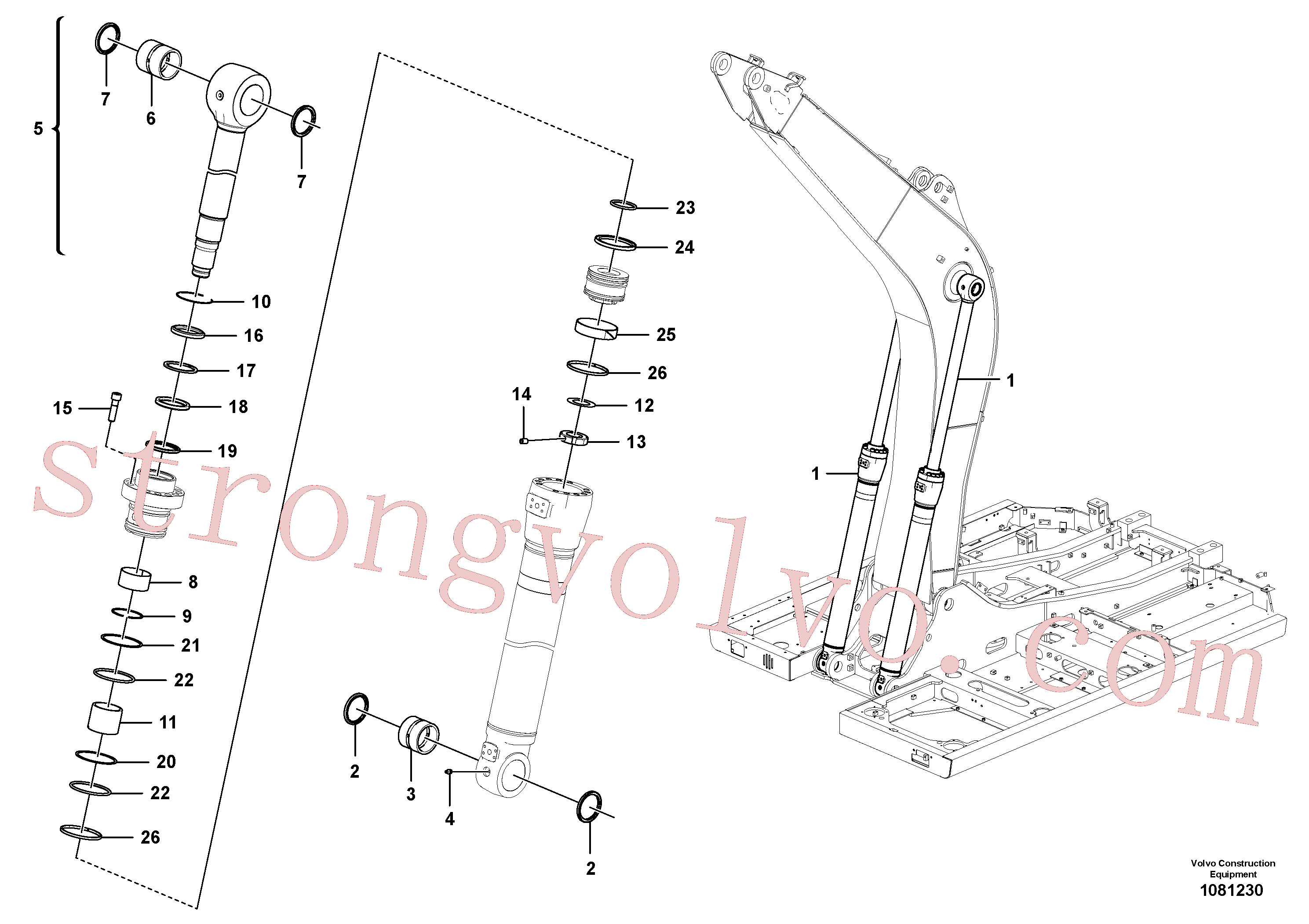 VOE14636768 Volvo Cilindro da lança(1081230 Montagem)
