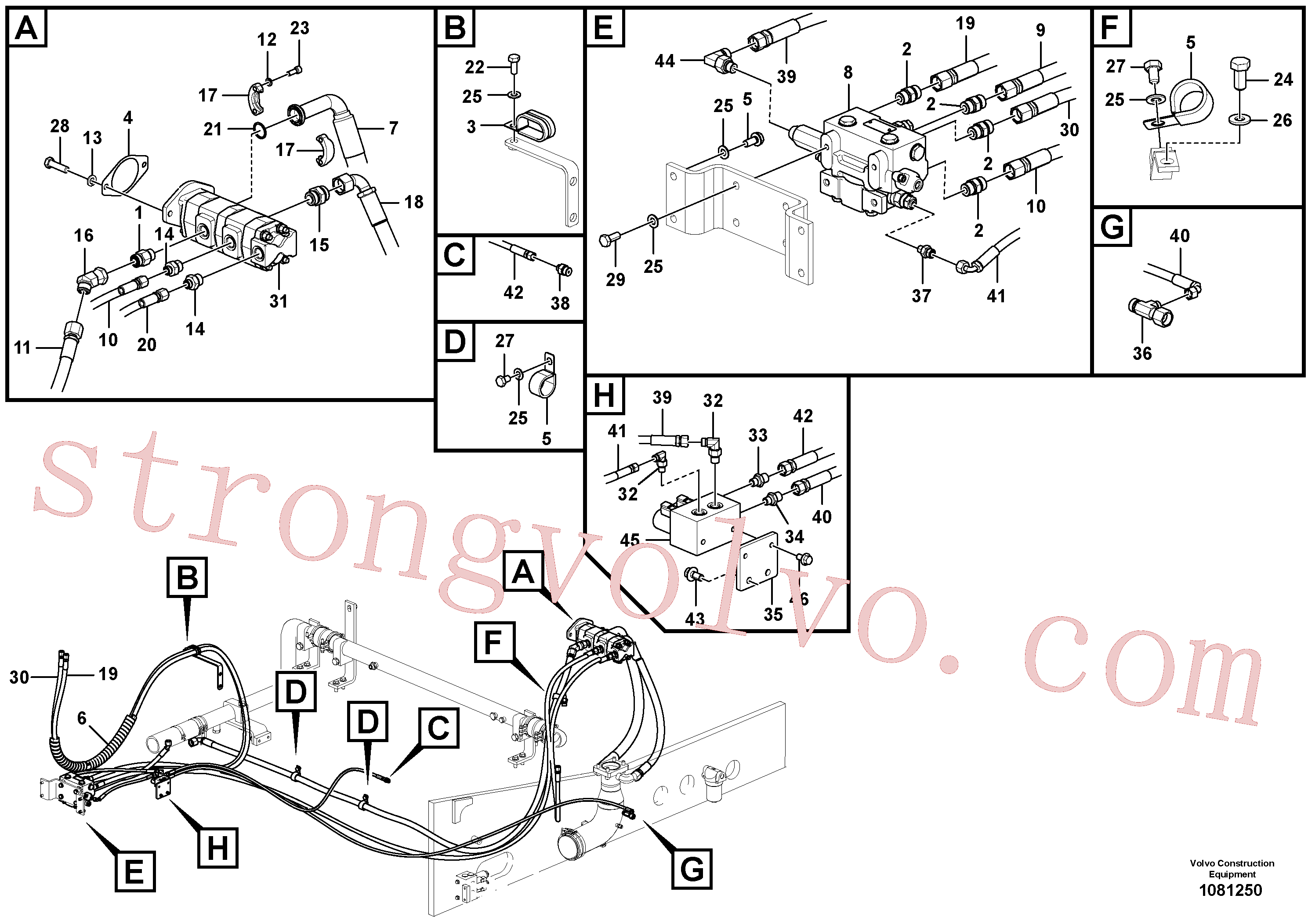 VOE14550912 Volvo Hidráulica de serviço, inclinação e rotor na estrutura superior(1081250 Montagem)