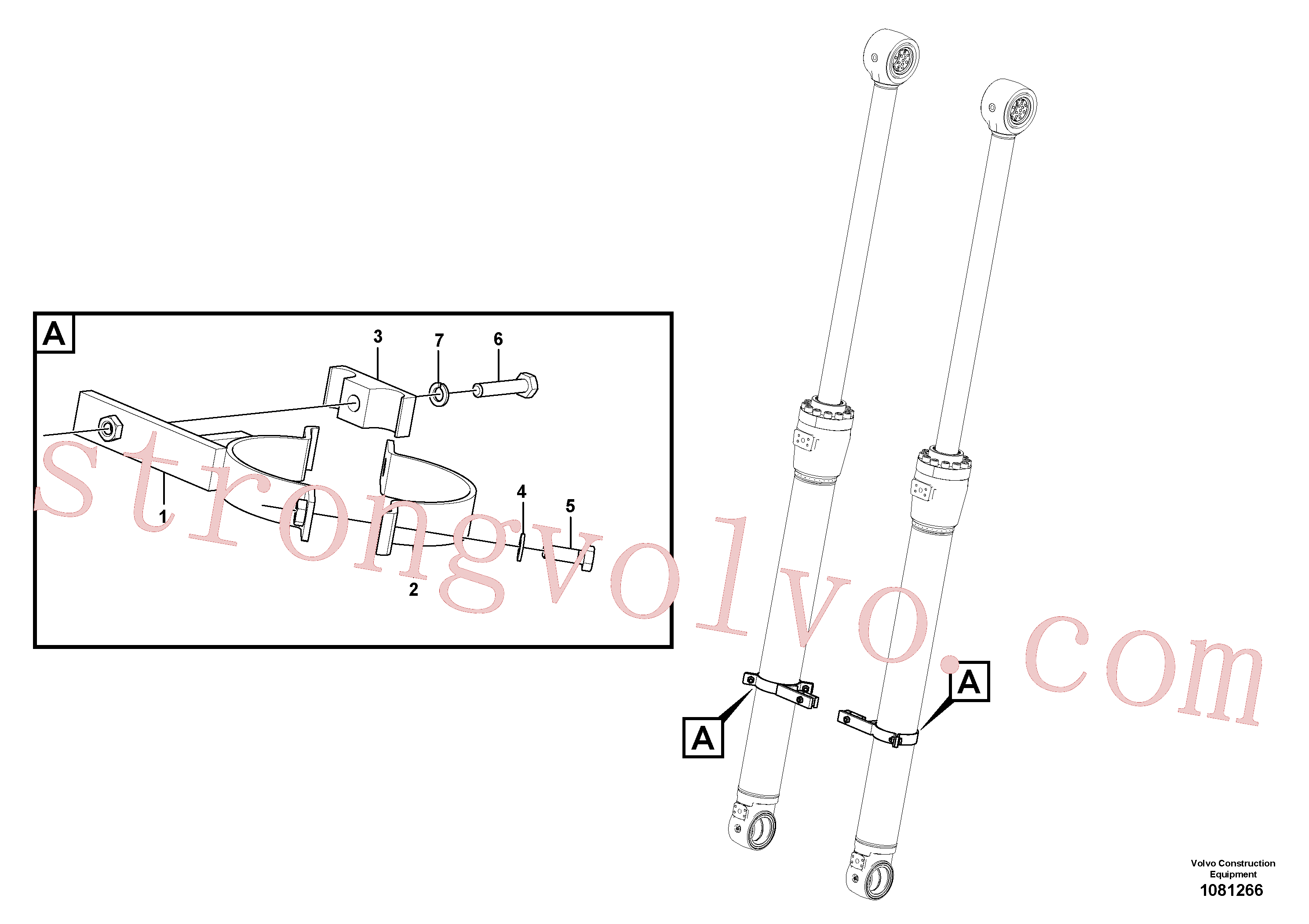 VOE14514436 Volvo Hidráulica de serviço, cilindro da lança(1081266 Montagem)