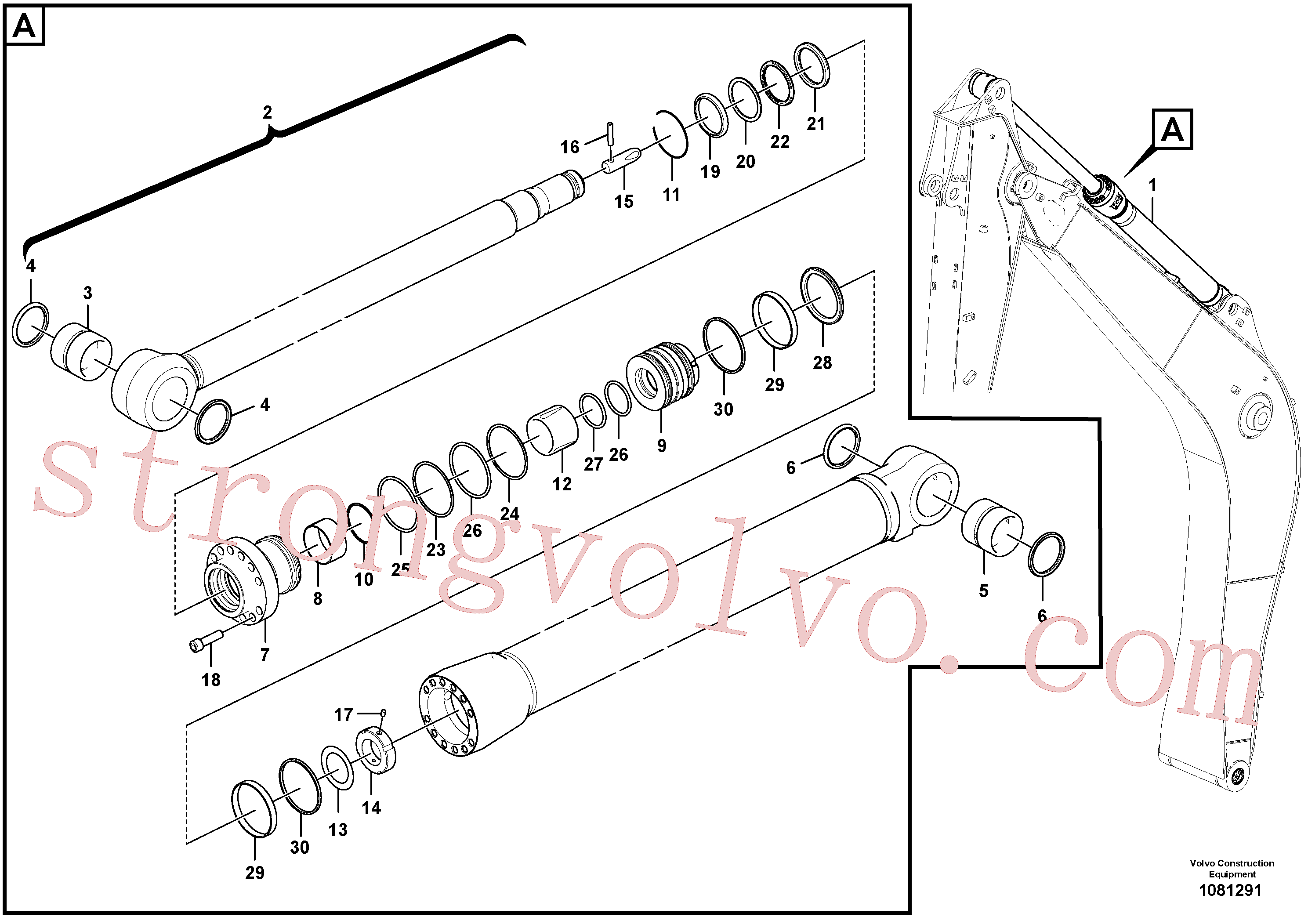 SA1146-00610 Volvo Cilindro do braço de afundamento(1081291 Montagem)