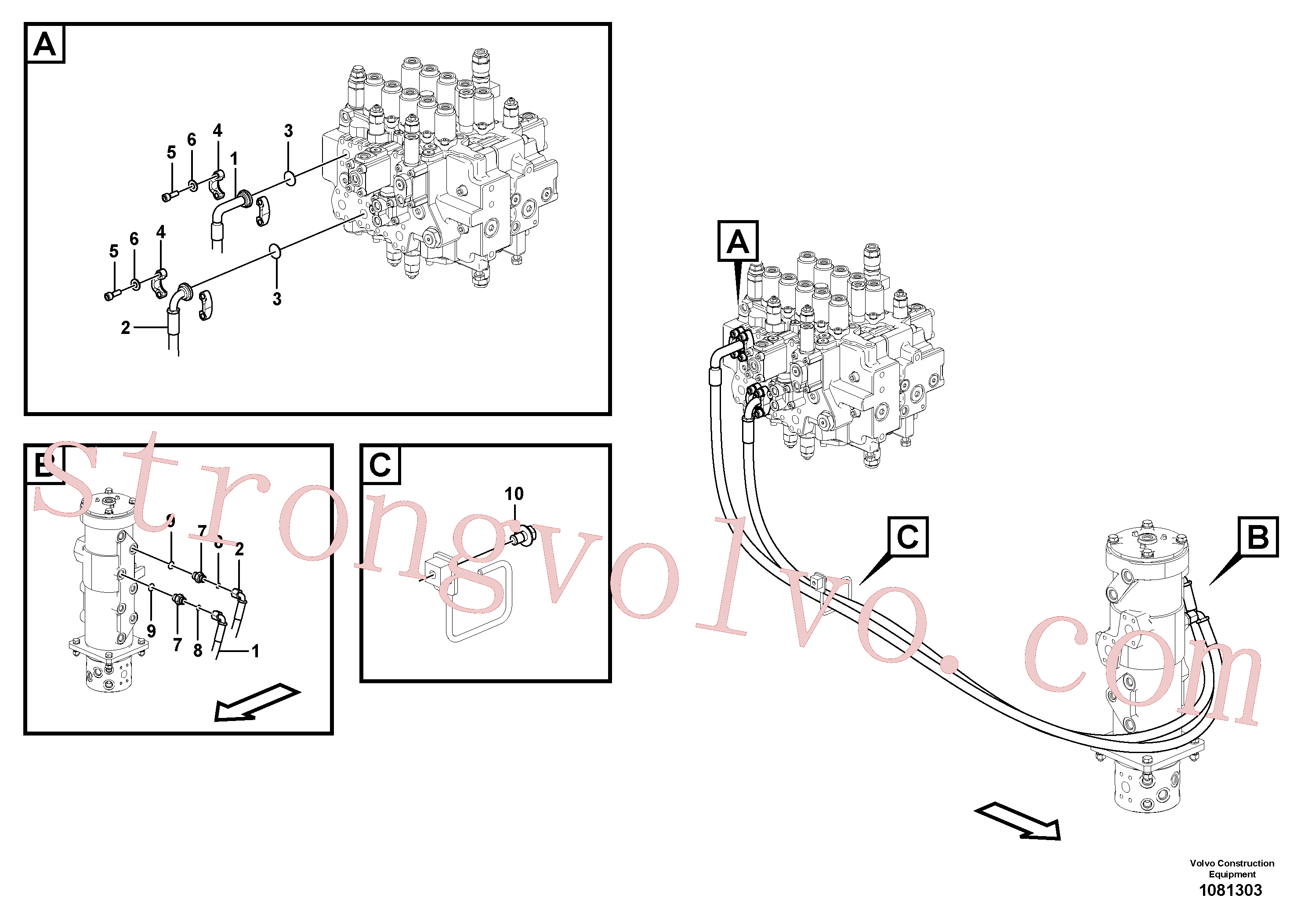 VOE936616 Volvo Linha da rótula, válvula de comando à rótula(1081303 Montagem)