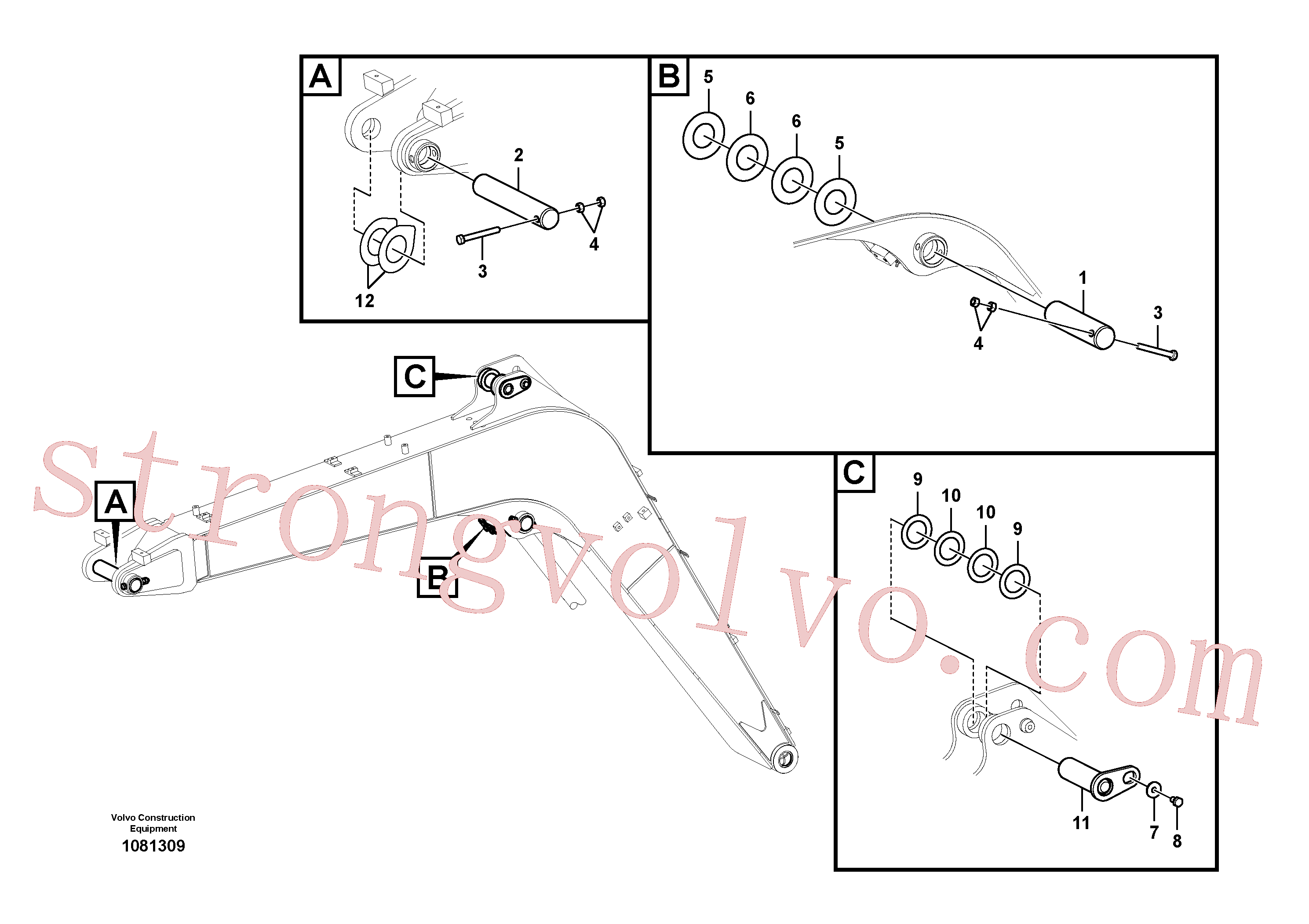SA1171-30610 Volvo Tirantes para a lança(1081309 Montagem)