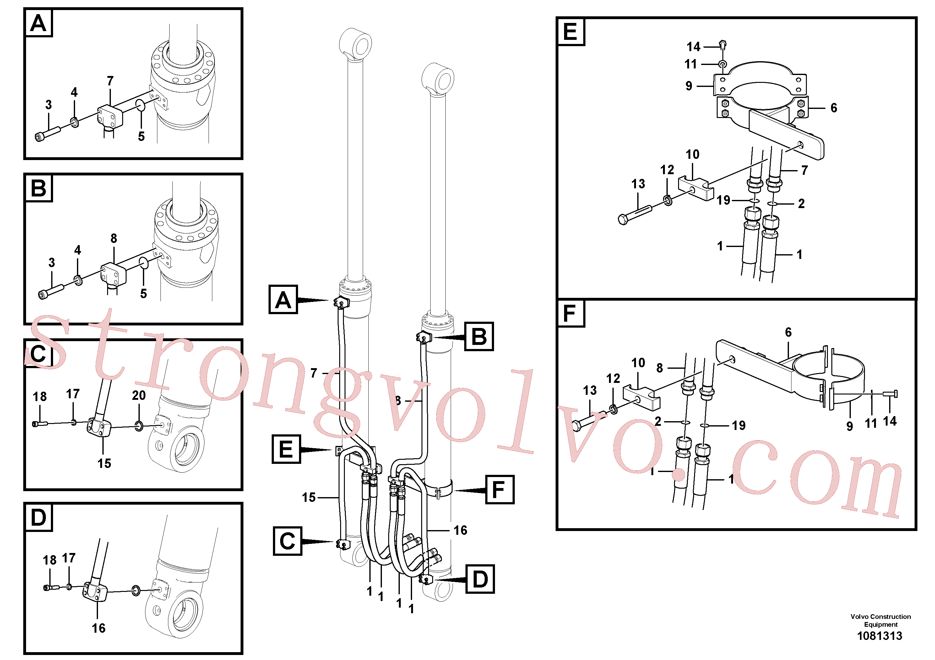 VOE14881241 Volvo Hidráulica de serviço, cilindro da lança(1081313 Montagem)